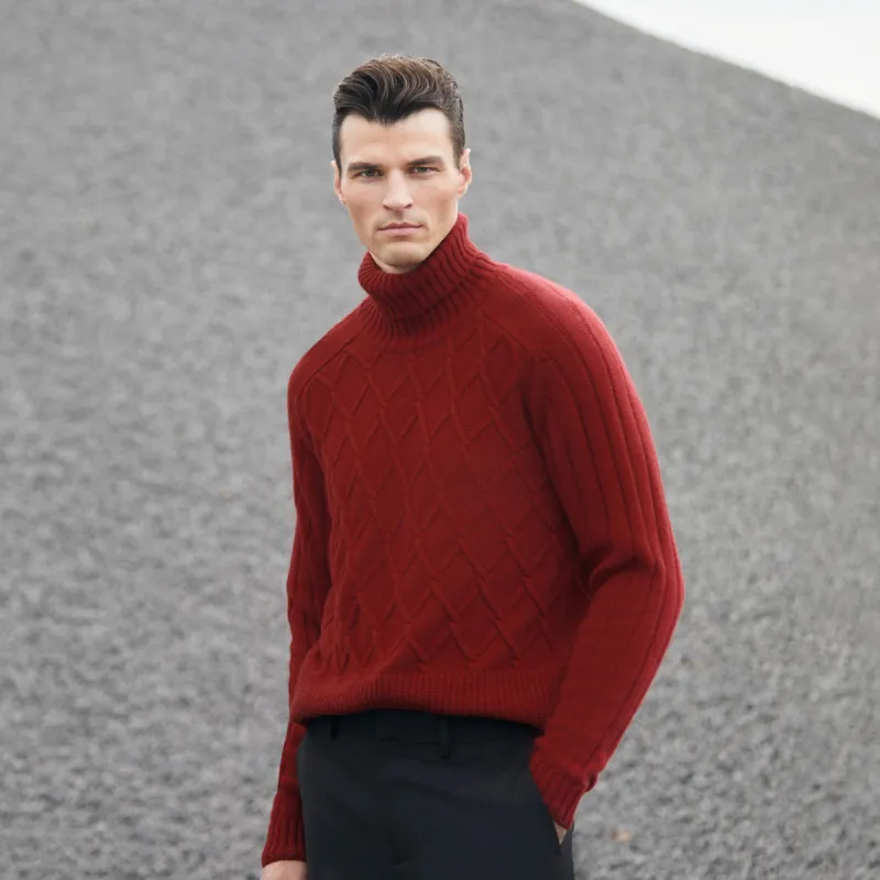 Diamond Stitch Turtleneck Sweater sold by Bugatchi