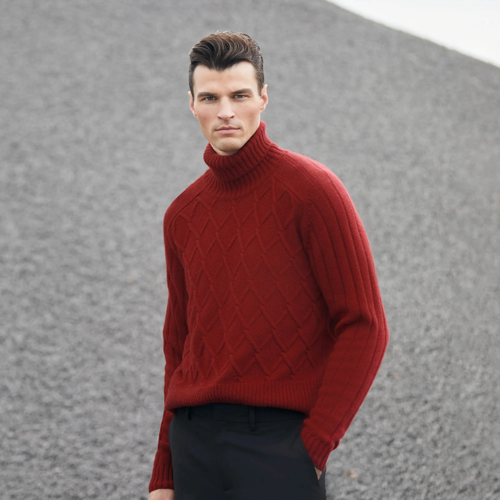 Diamond Stitch Turtleneck Sweater sold by Bugatchi