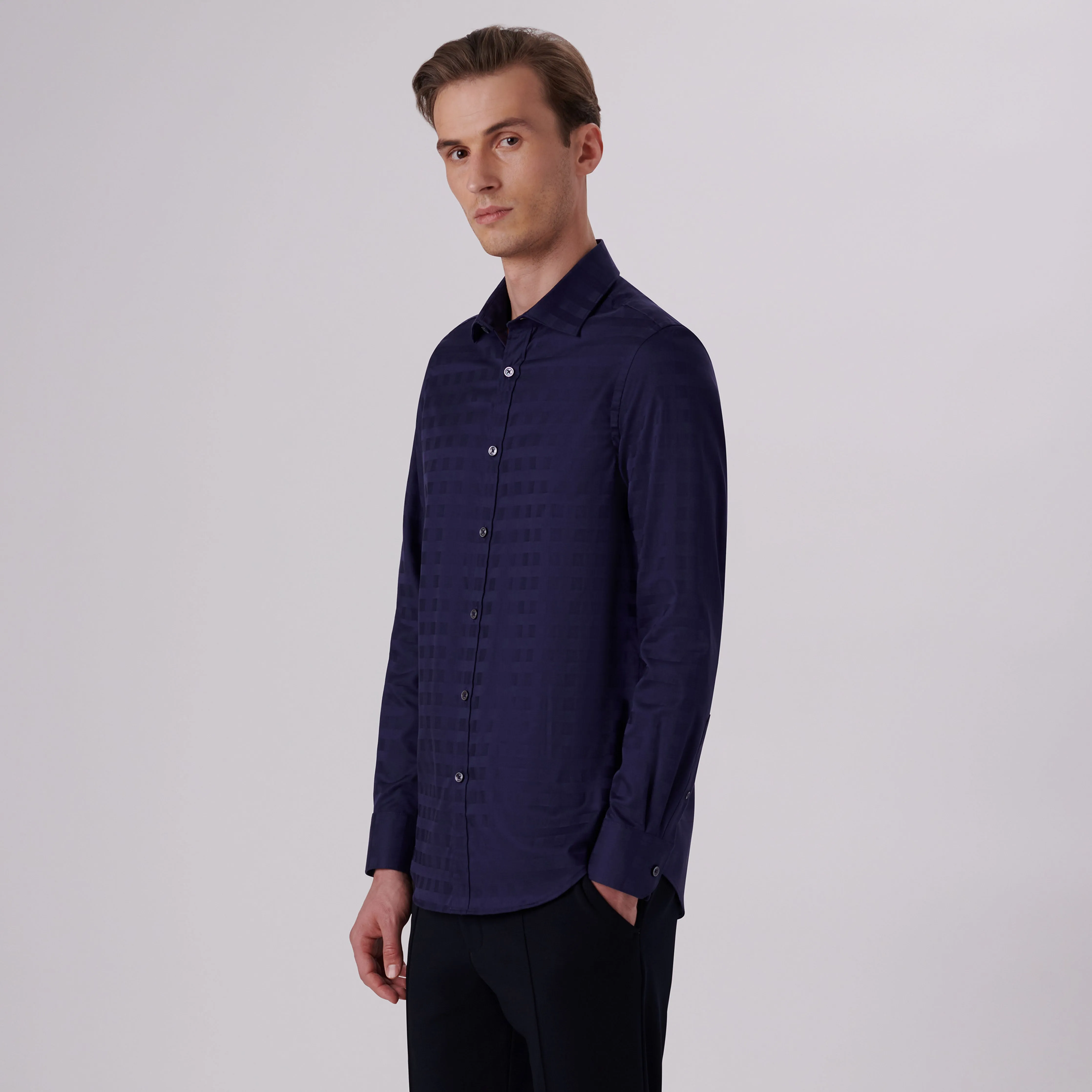 Julian Tonal Check Jacquard Shirt sold by Bugatchi product image thumbnail 3
