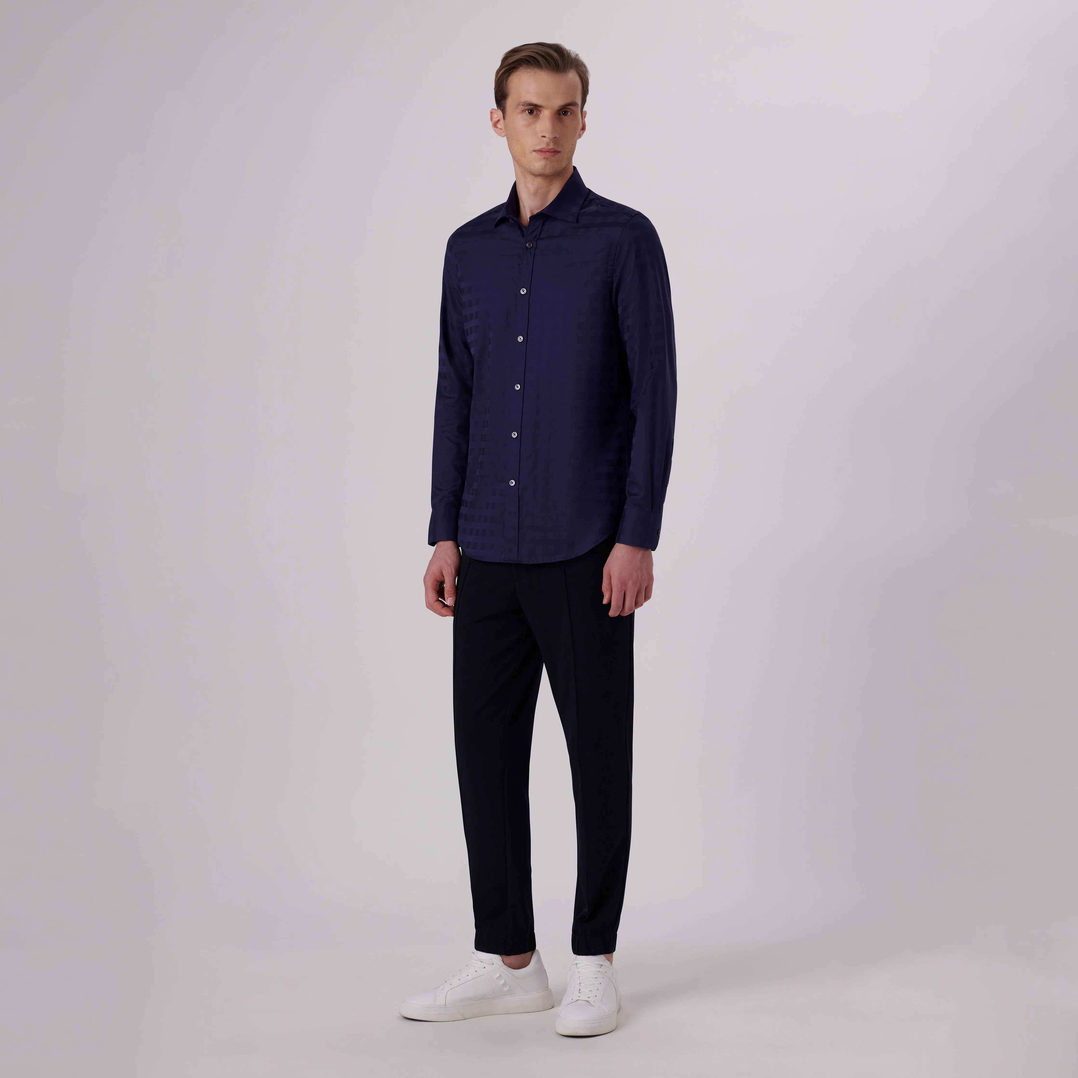 Julian Tonal Check Jacquard Shirt sold by Bugatchi product image thumbnail 5