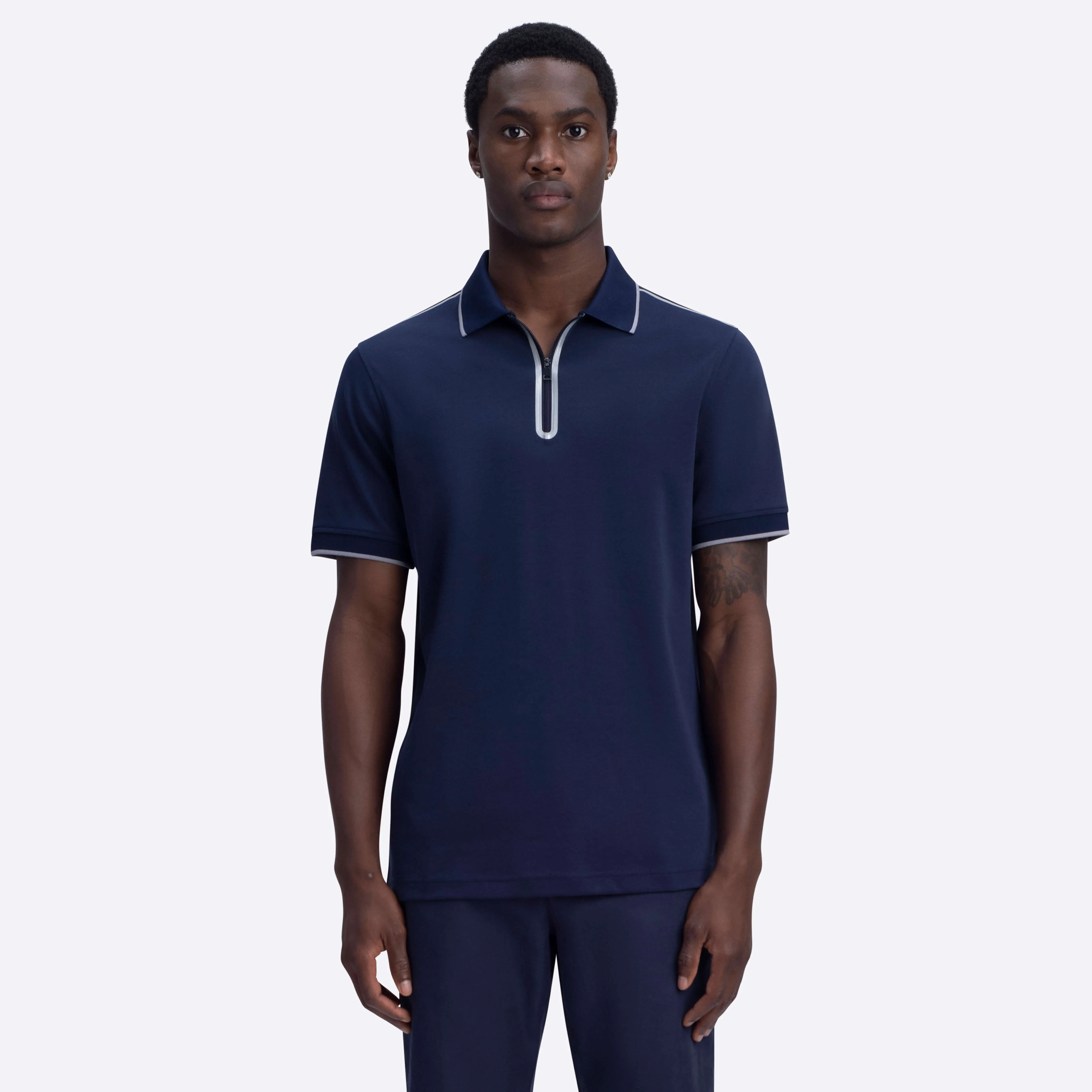 Short Sleeve Quarter Zip Polo sold by Bugatchi product image thumbnail 2