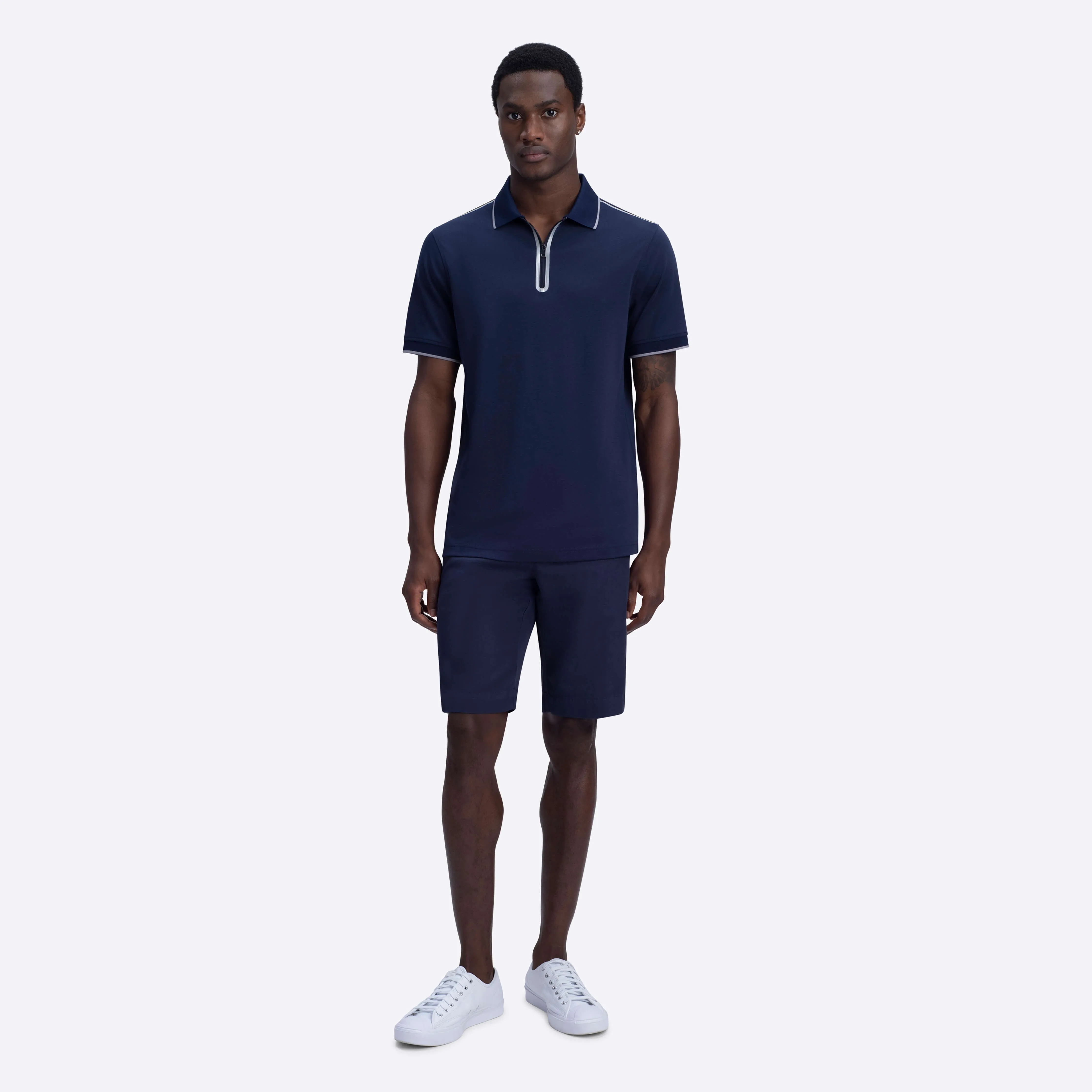 Short Sleeve Quarter Zip Polo sold by Bugatchi product image thumbnail 5