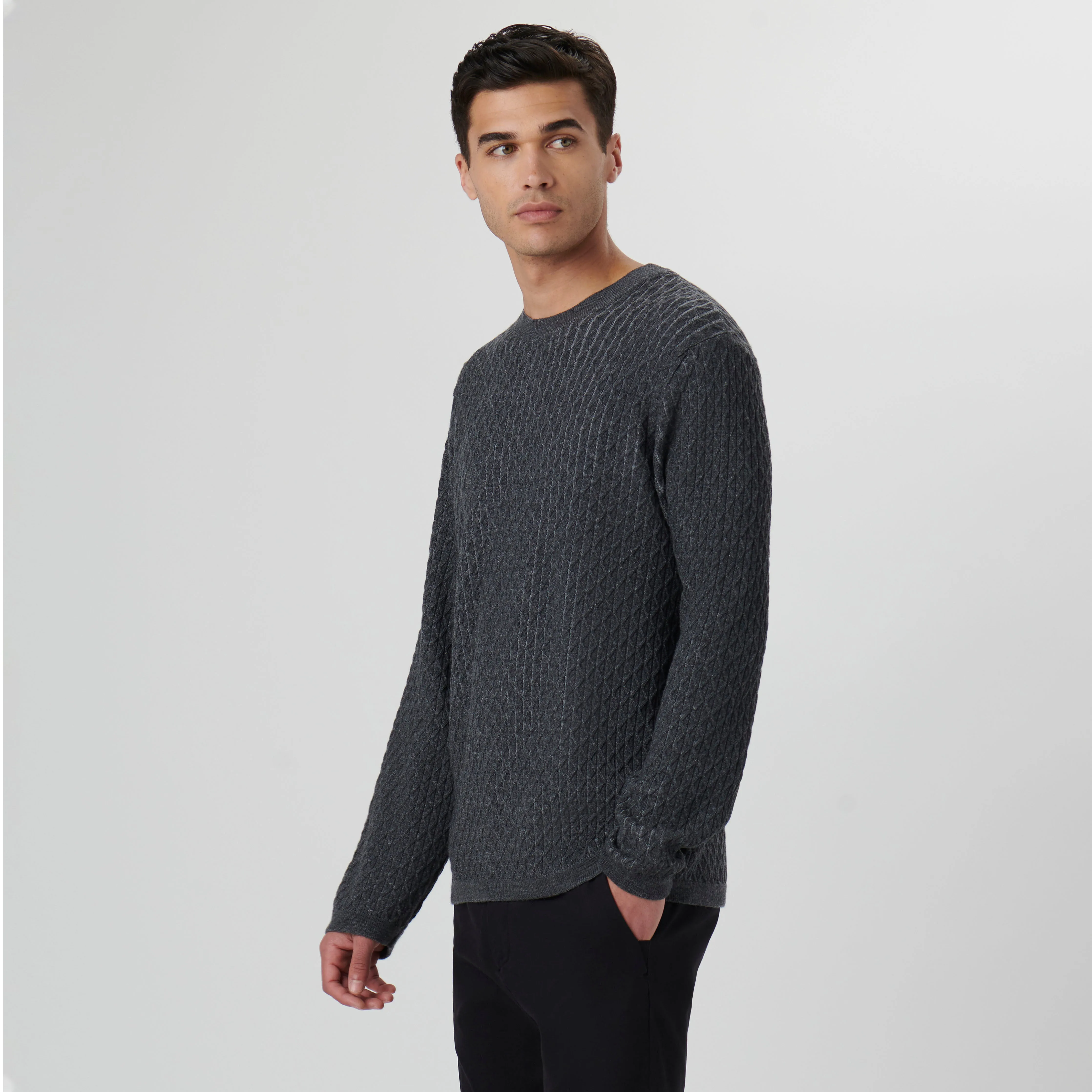 Diamond Stitch Crew Neck Sweater sold by Bugatchi product image thumbnail 3