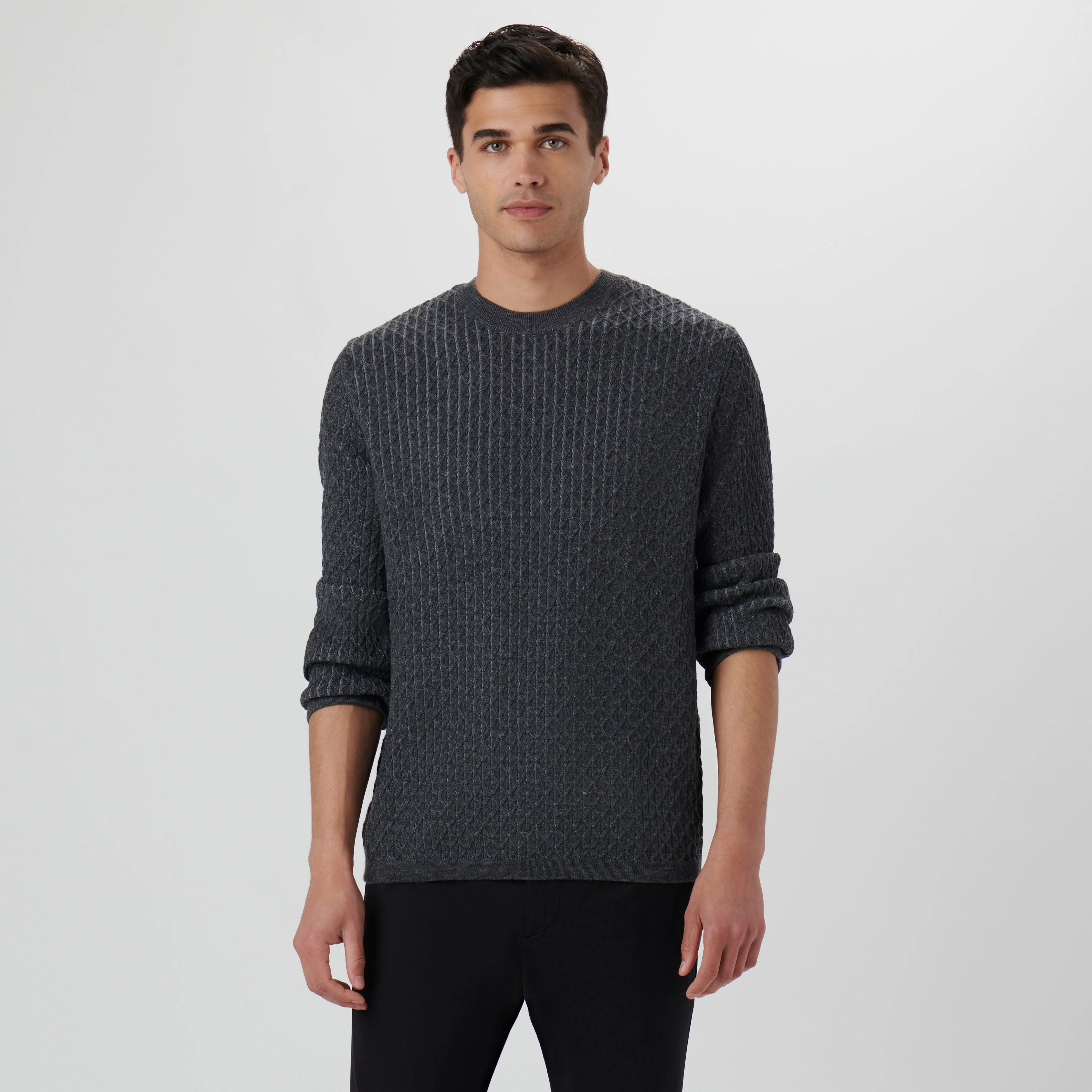 Diamond Stitch Crew Neck Sweater sold by Bugatchi product image thumbnail 2