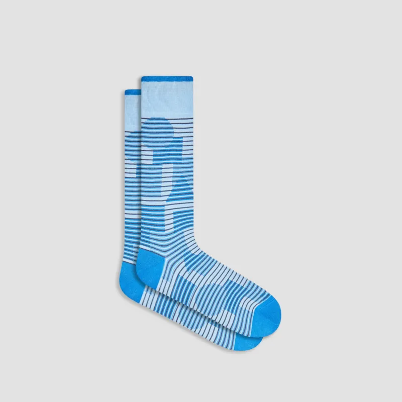 Striped Geometrical Mid-Calf Socks sold by Bugatchi