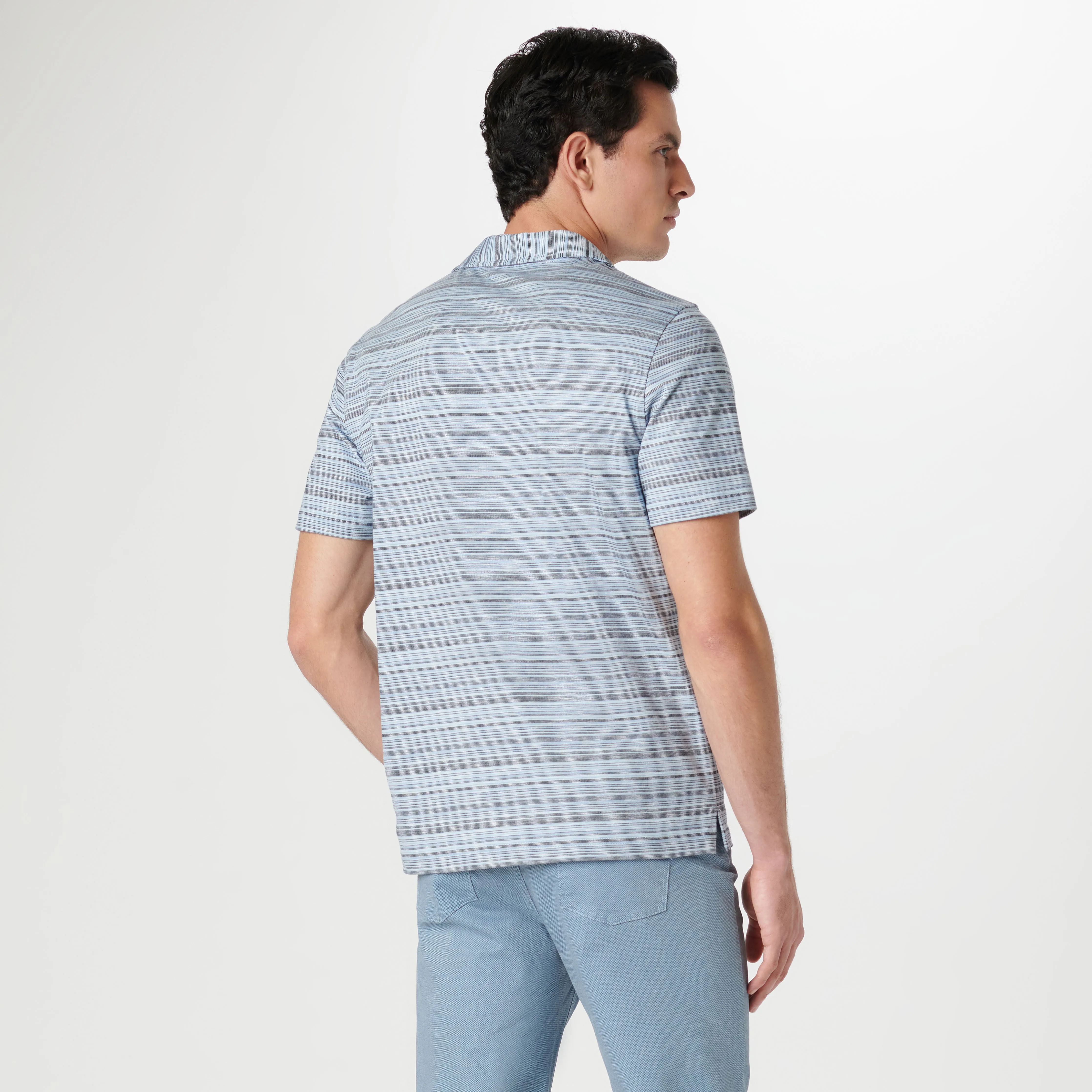 Striped Johnny Collar Polo sold by Bugatchi product image thumbnail 4