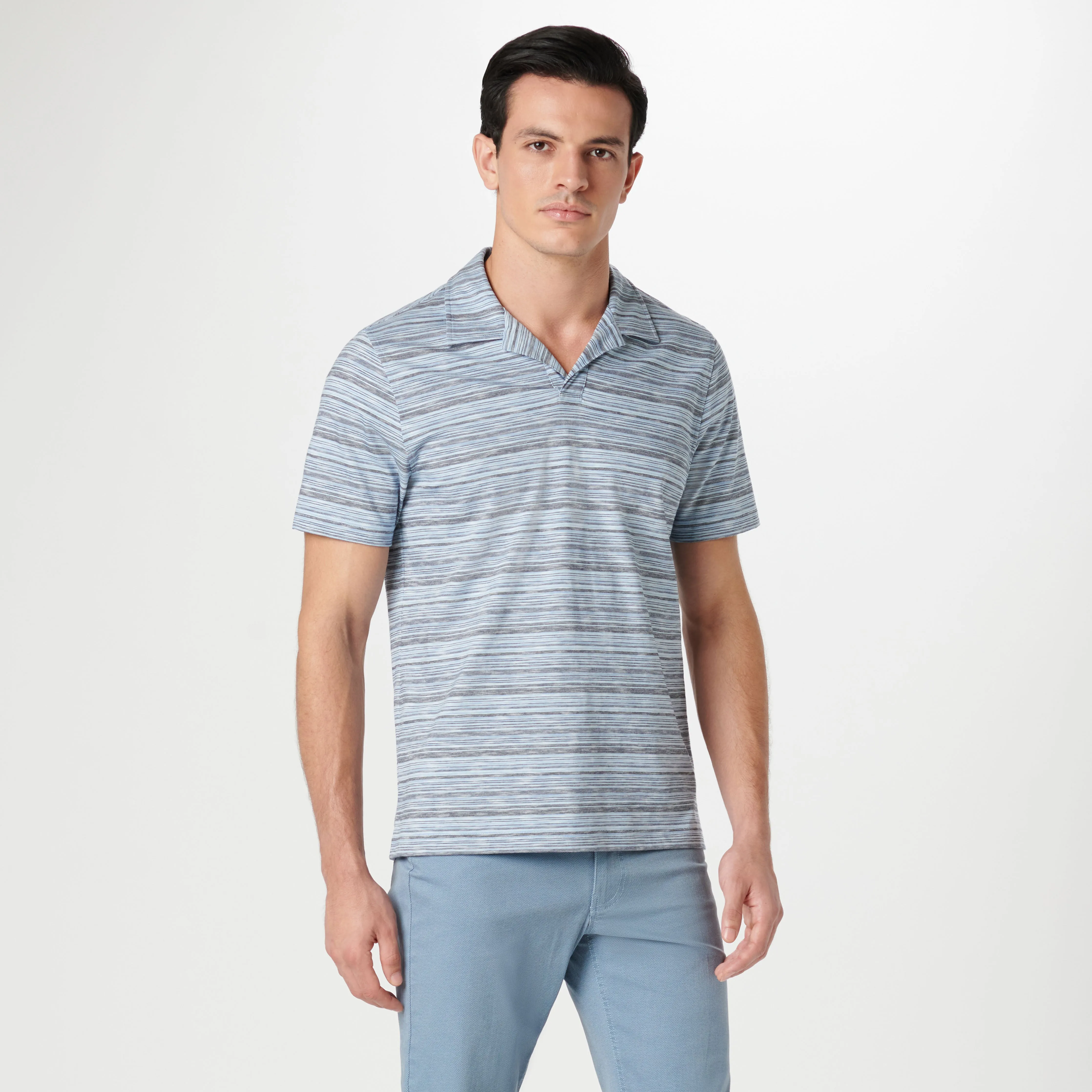 Striped Johnny Collar Polo sold by Bugatchi product image thumbnail 2