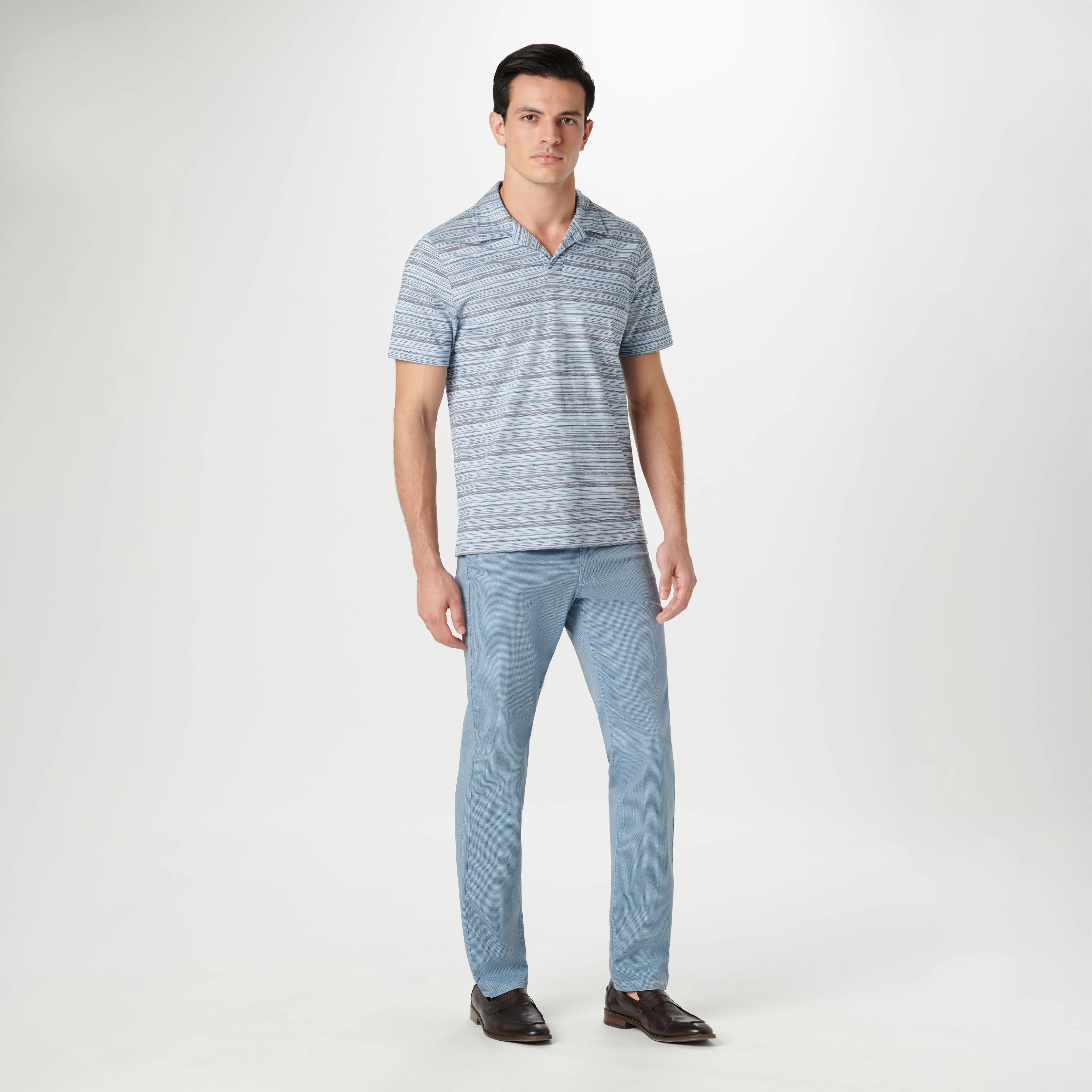 Striped Johnny Collar Polo sold by Bugatchi product image thumbnail 5