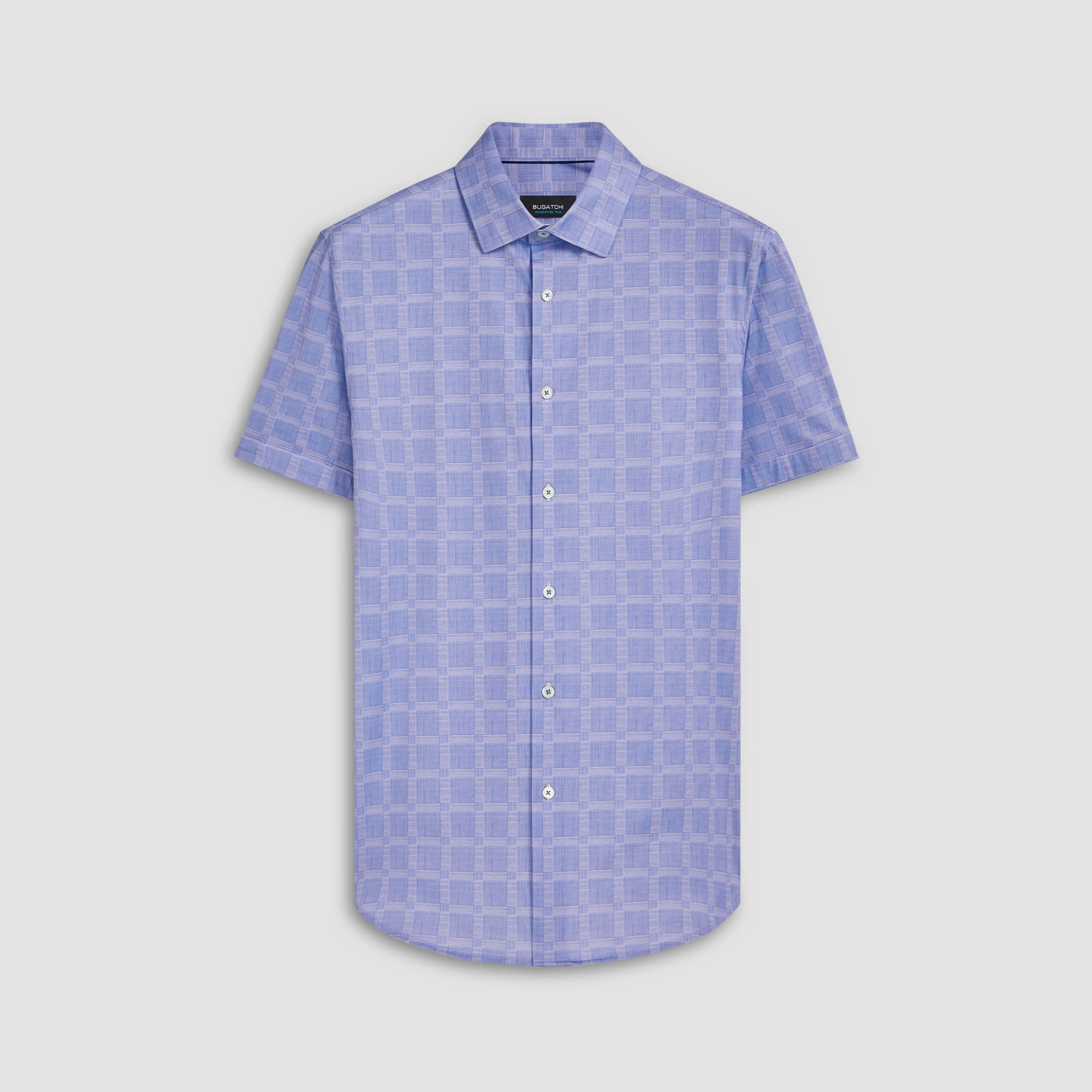 Miles Windowpane Check Print OoohCotton Short Sleeve Shirt sold by Bugatchi