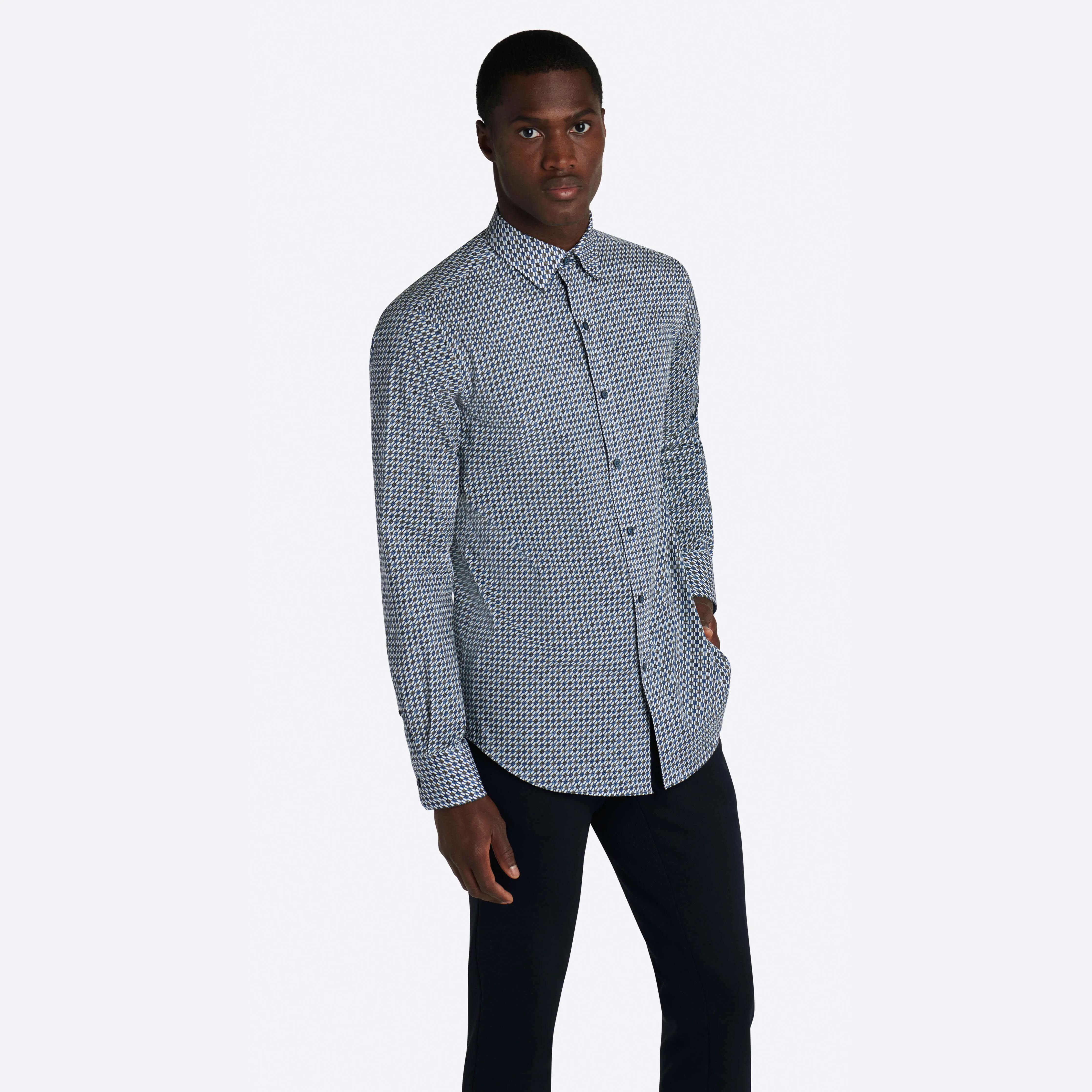 Geometric Print COMFORT STRETCH Cotton Shirt sold by Bugatchi product image thumbnail 3
