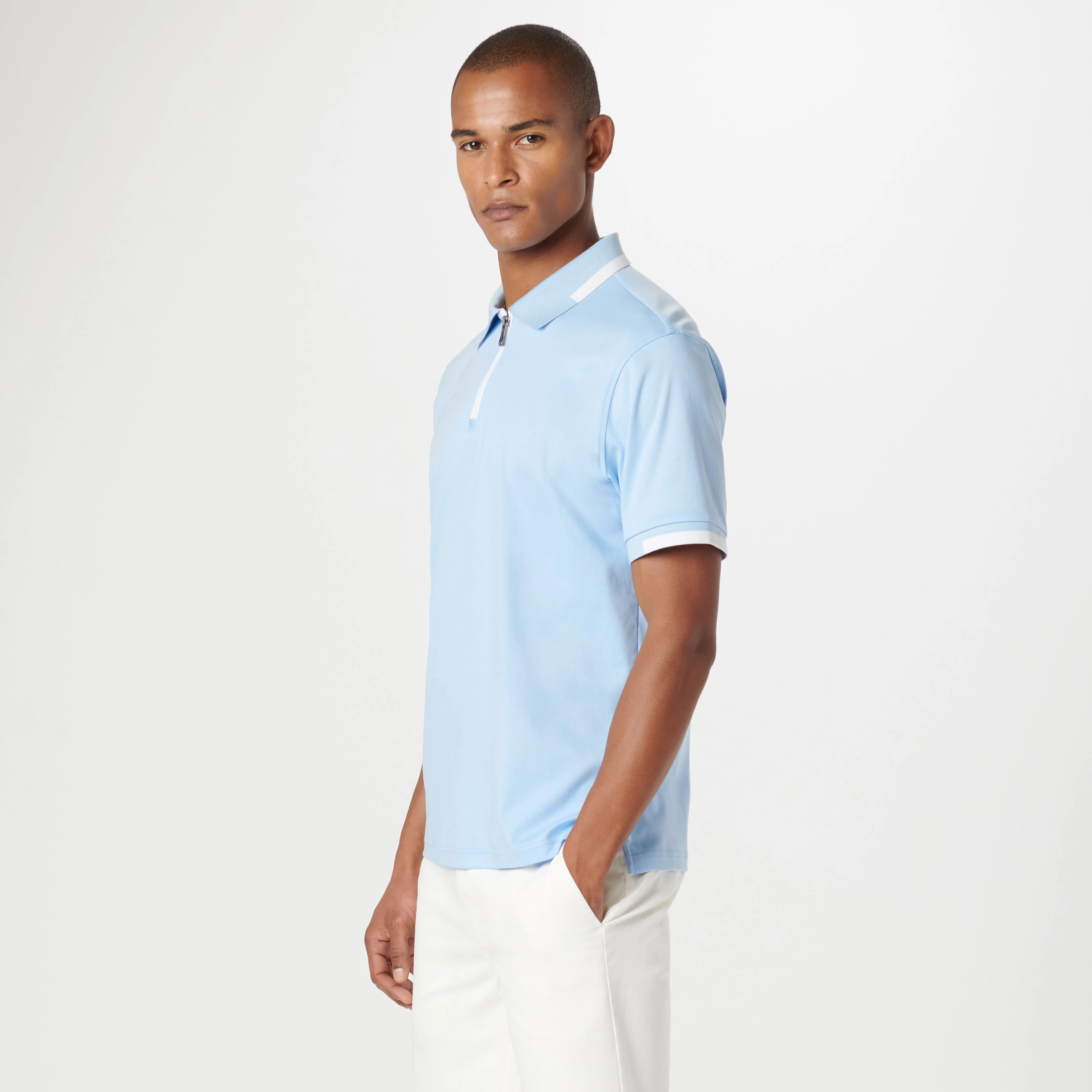 Tipped Quarter Zip Polo sold by Bugatchi product image thumbnail 3