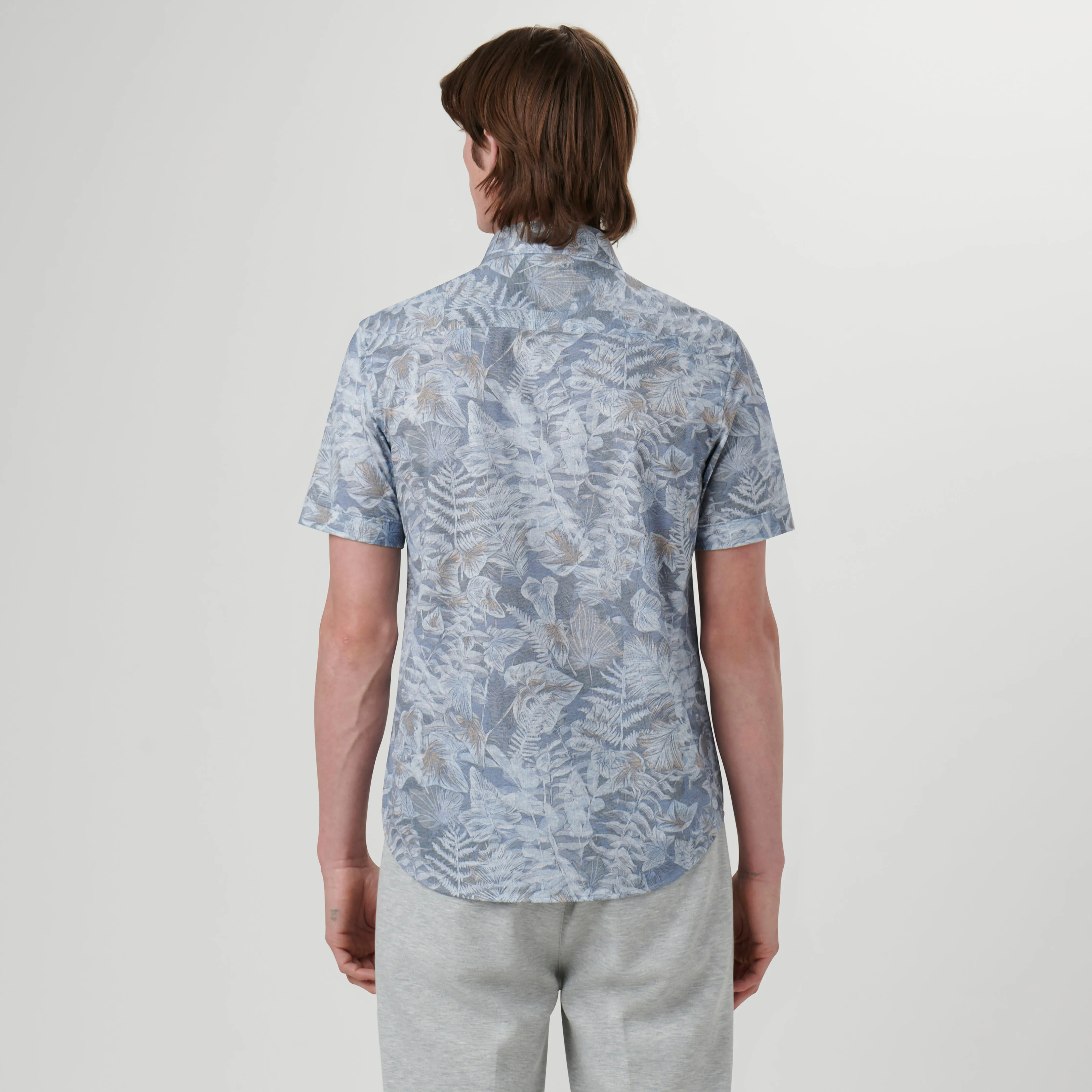 Miles Leaf Print OoohCotton Short Sleeve Shirt sold by Bugatchi product image thumbnail 4