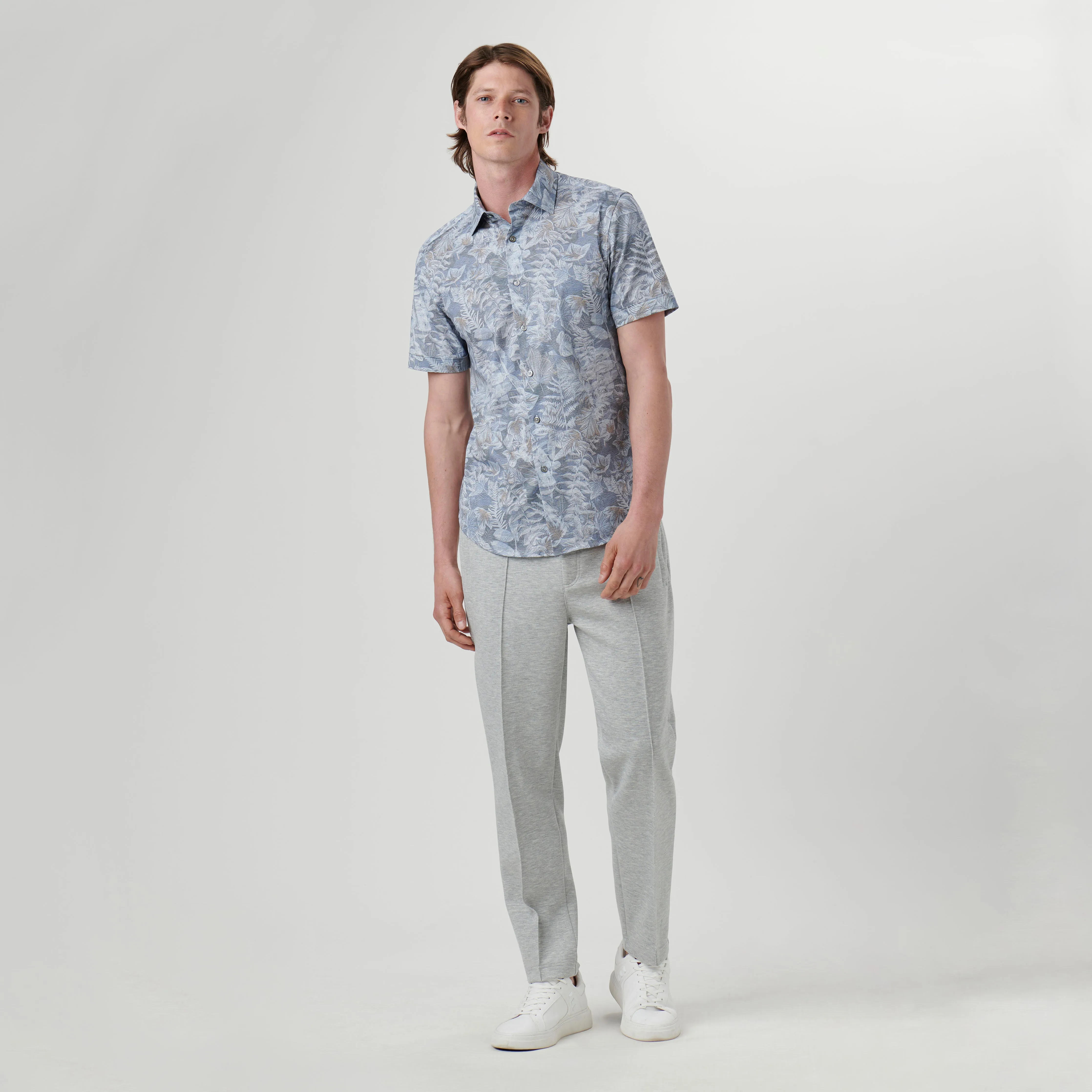 Miles Leaf Print OoohCotton Short Sleeve Shirt sold by Bugatchi product image thumbnail 5