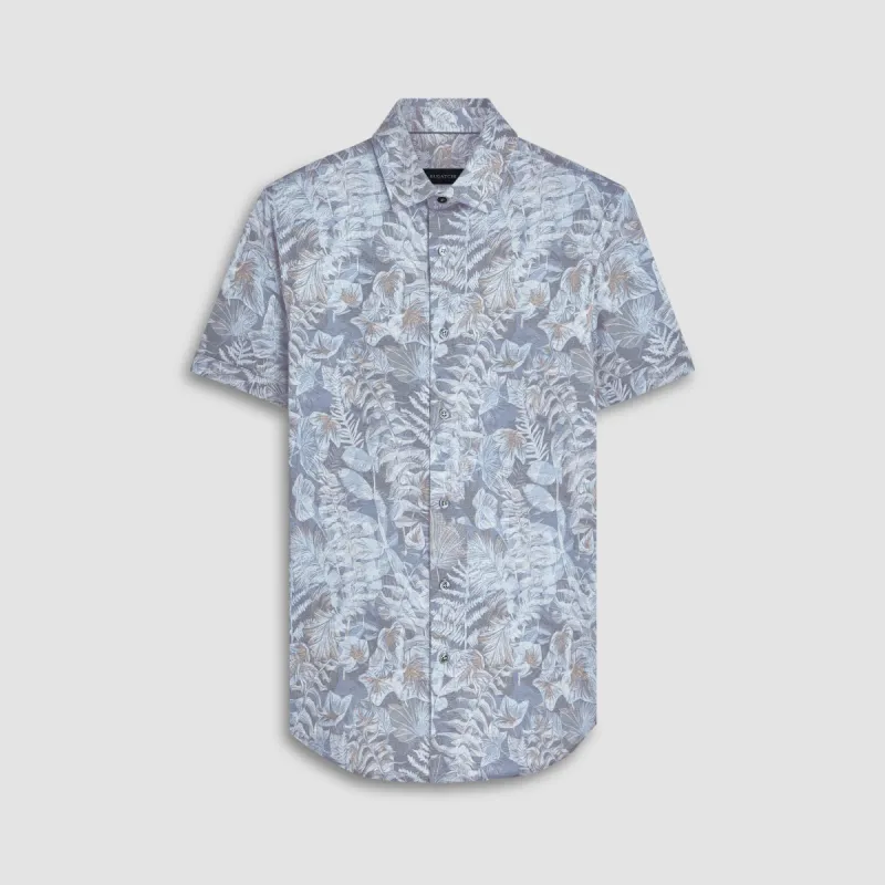 Miles Leaf Print OoohCotton Short Sleeve Shirt sold by Bugatchi