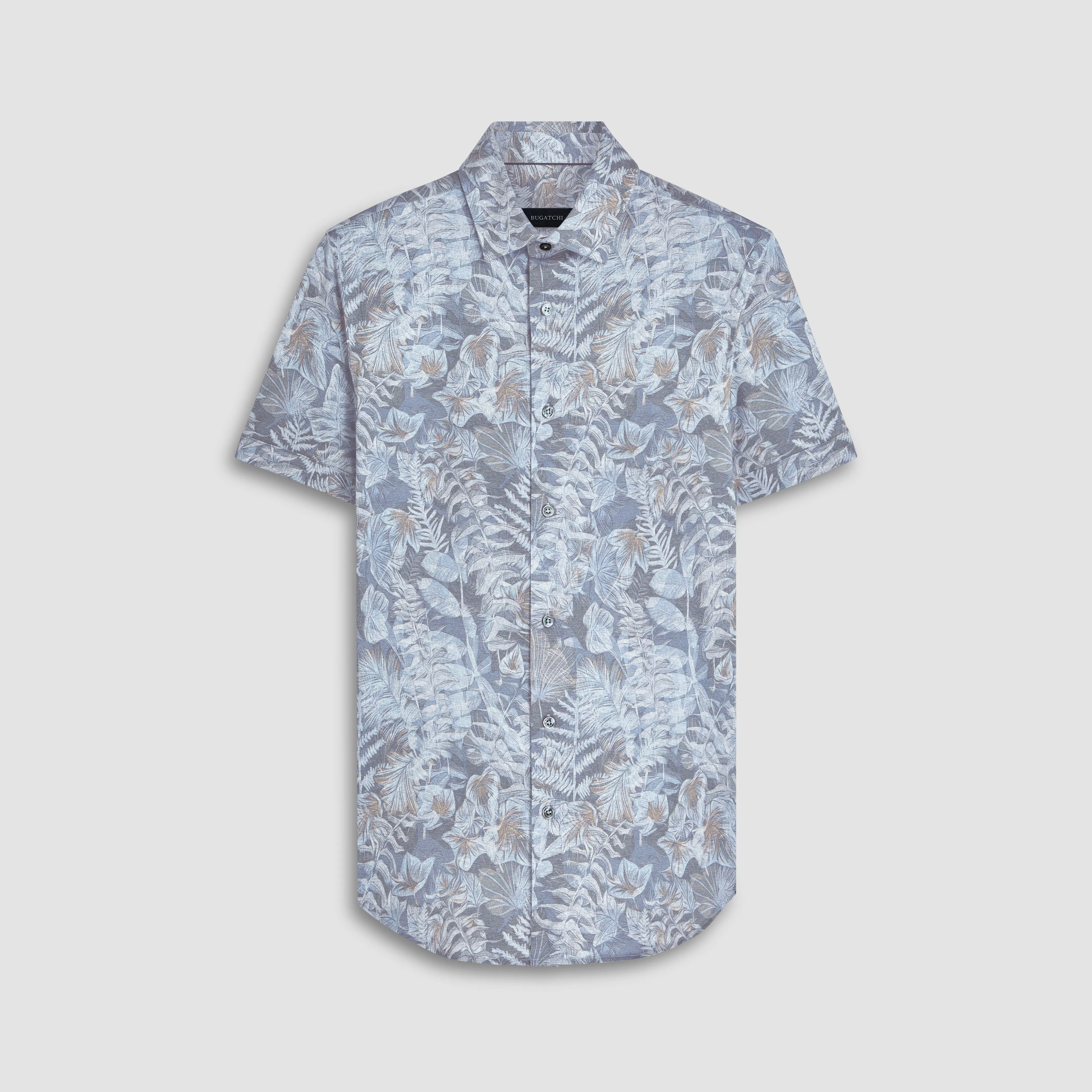 Miles Leaf Print OoohCotton Short Sleeve Shirt sold by Bugatchi
