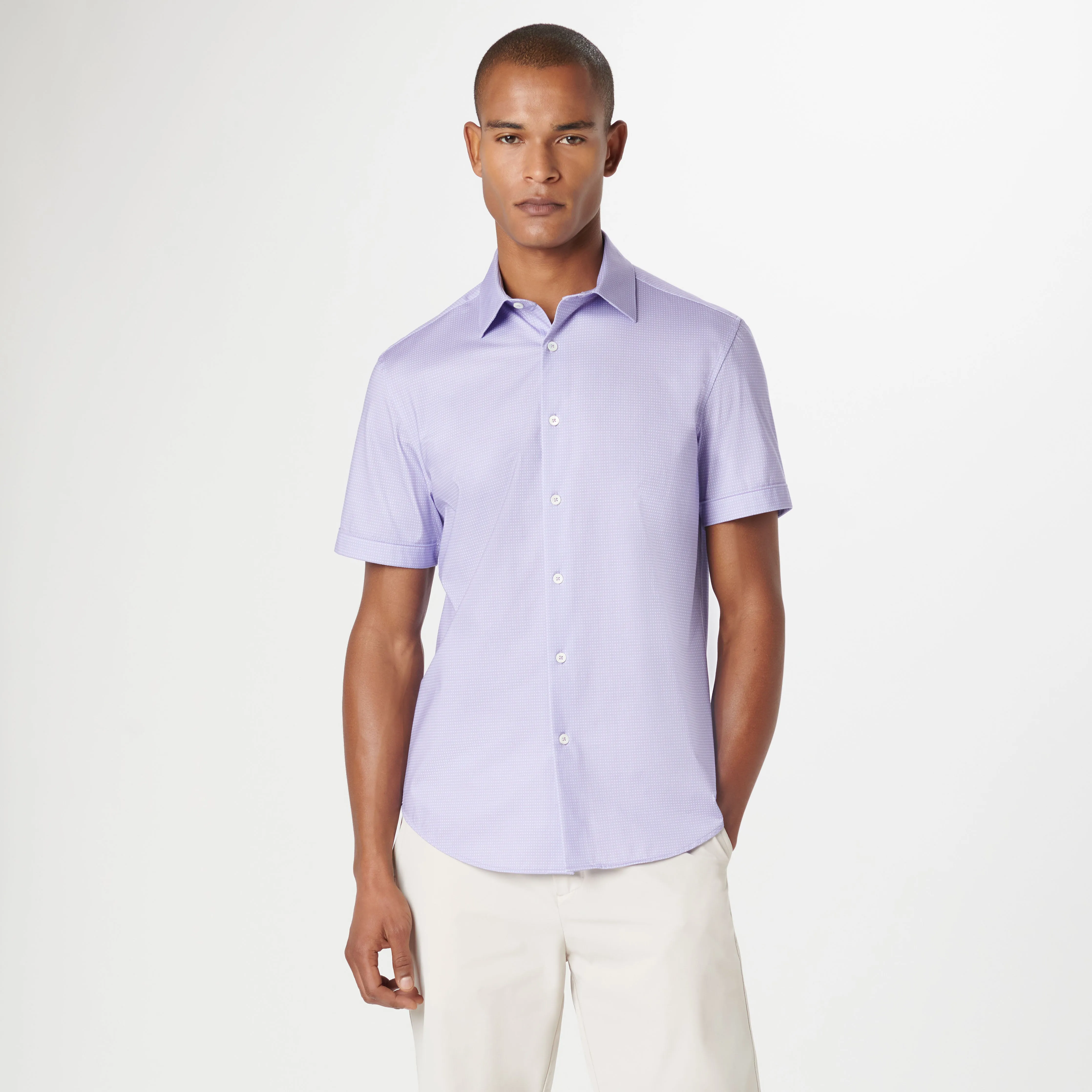 Miles Pin Dot OoohCotton Short Sleeve Shirt sold by Bugatchi product image thumbnail 2