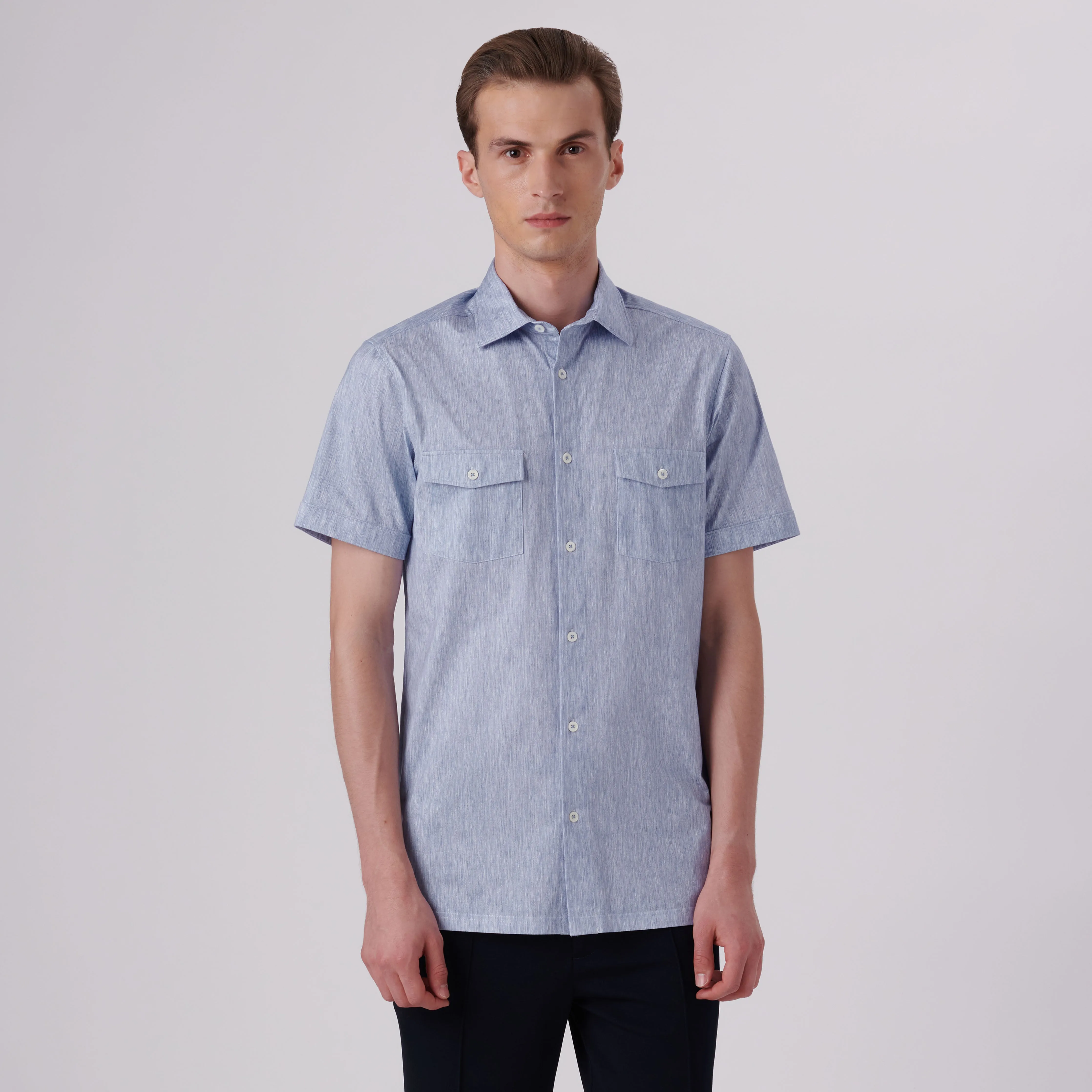 Milo Marled Print OoohCotton Short Sleeve Shirt sold by Bugatchi product image thumbnail 2