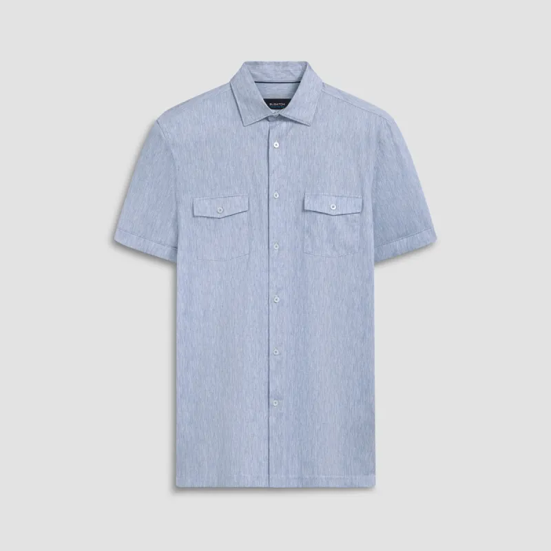Milo Marled Print OoohCotton Short Sleeve Shirt sold by Bugatchi