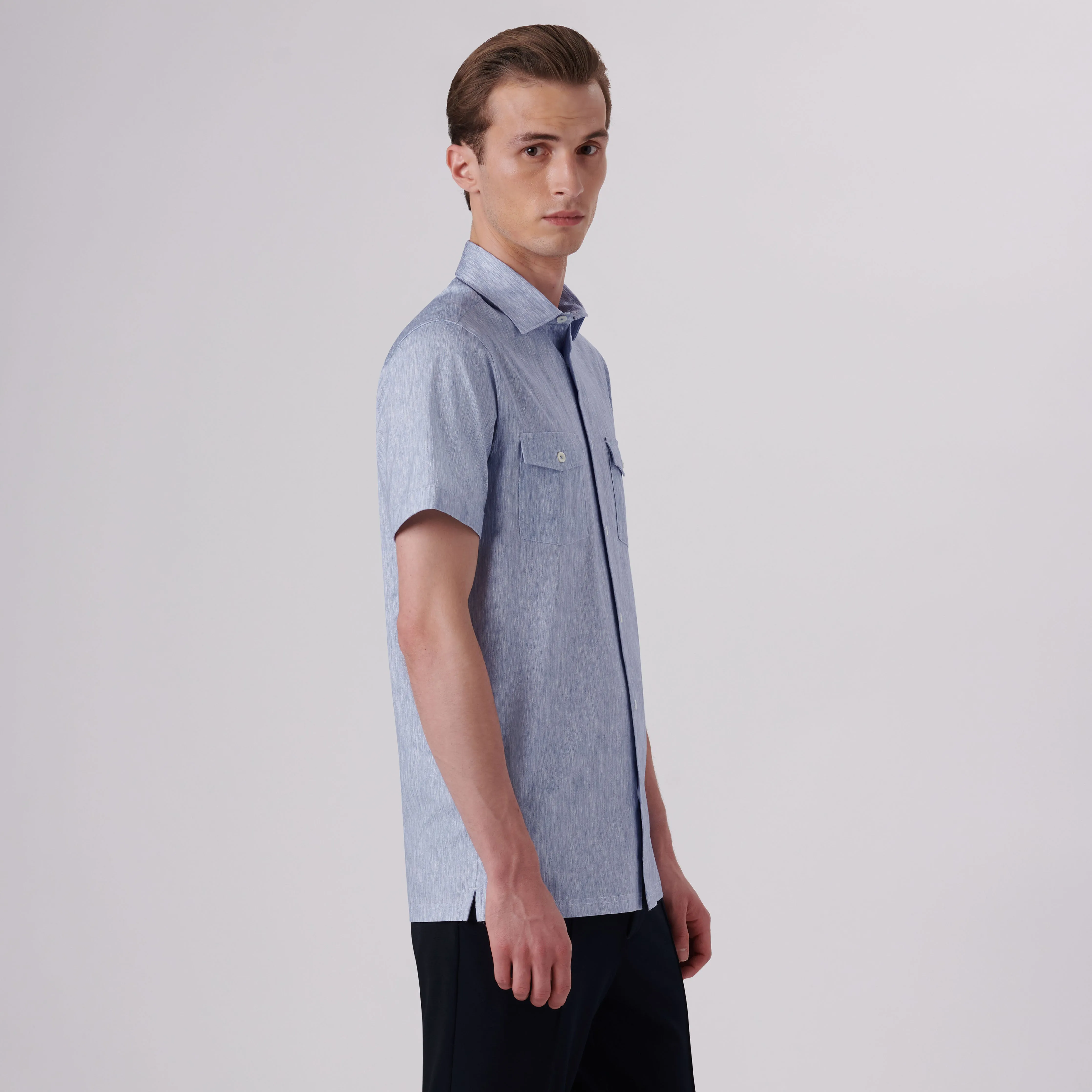 Milo Marled Print OoohCotton Short Sleeve Shirt sold by Bugatchi product image thumbnail 3