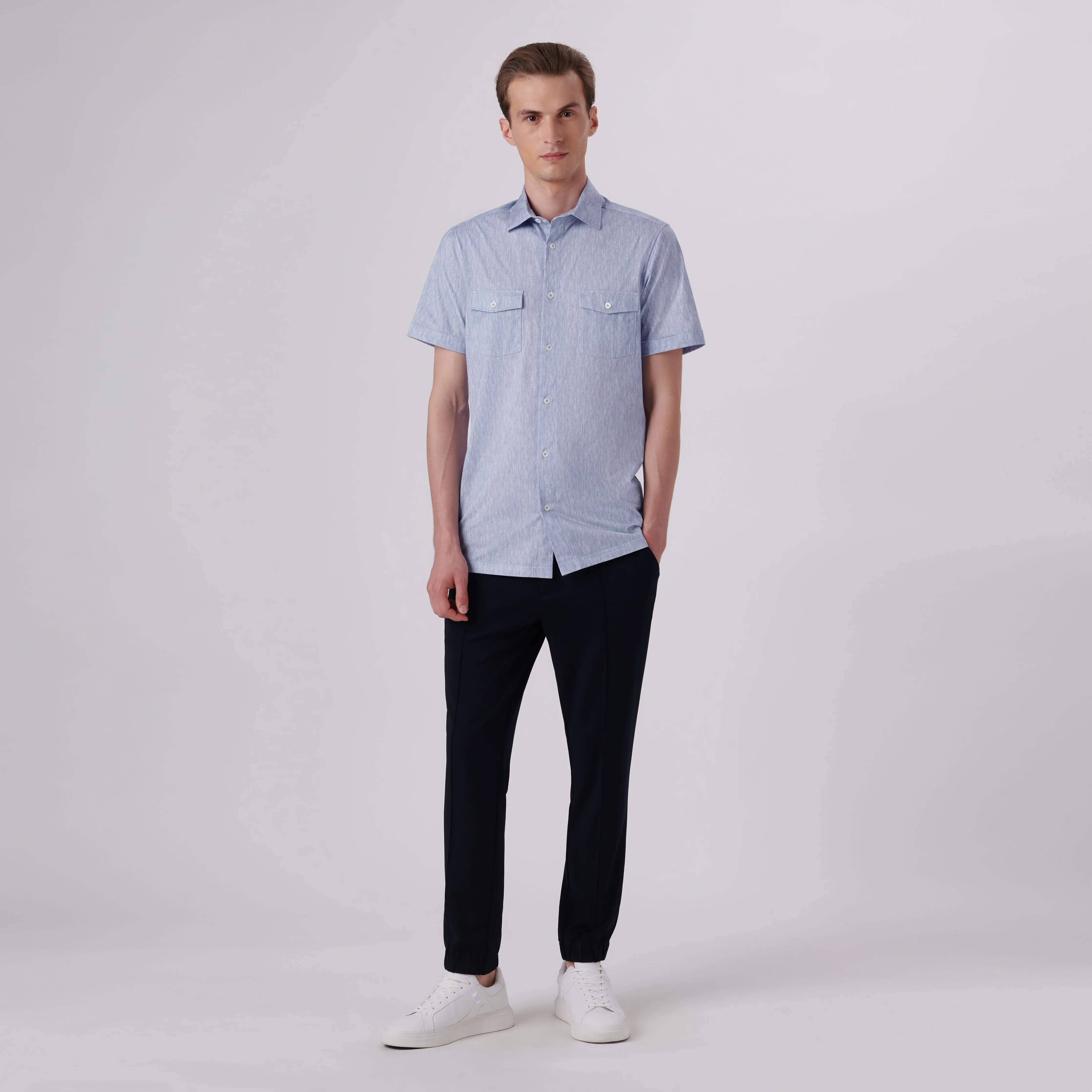 Milo Marled Print OoohCotton Short Sleeve Shirt sold by Bugatchi product image thumbnail 5