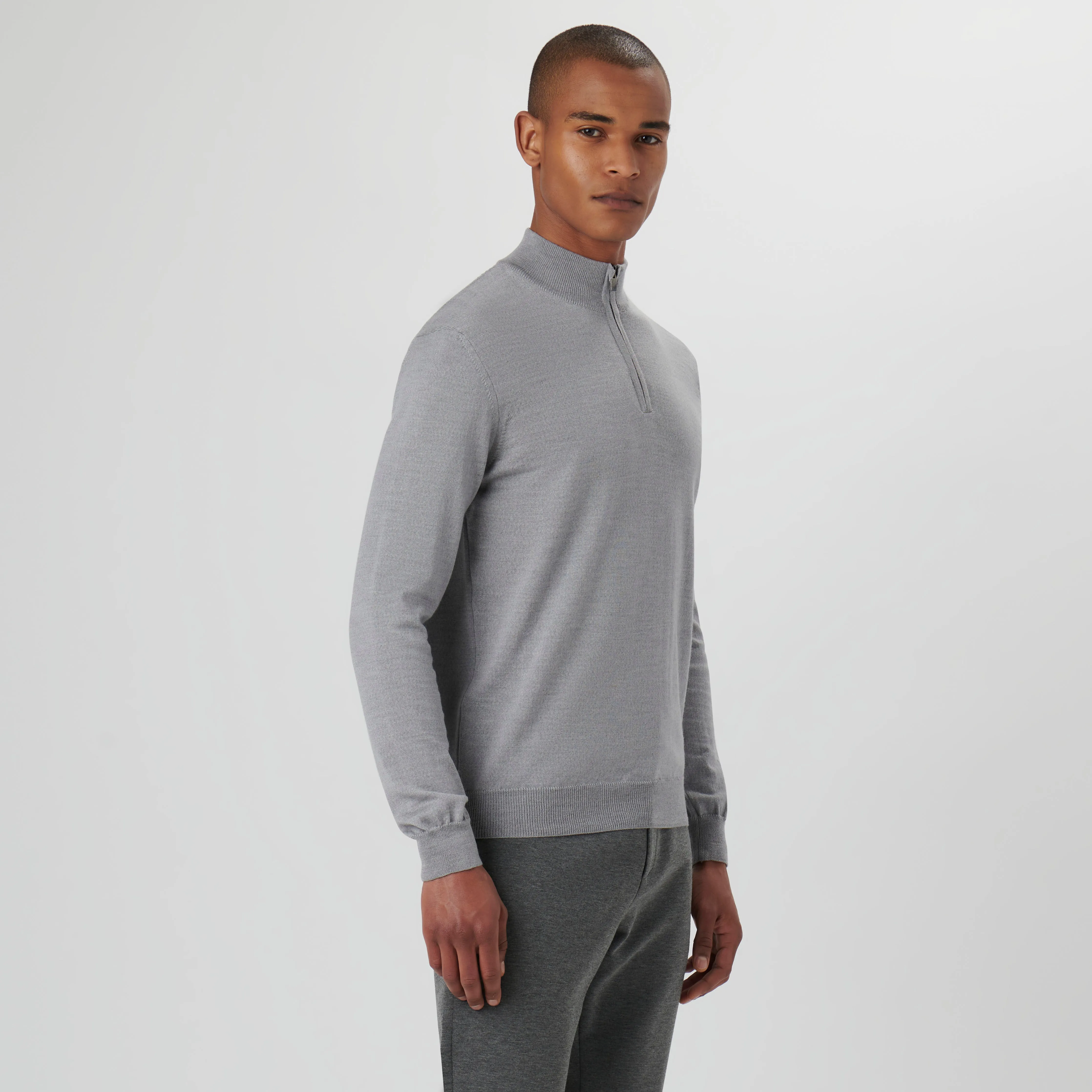 Super Merino Solid Quarter Zip Sweater sold by Bugatchi product image thumbnail 3