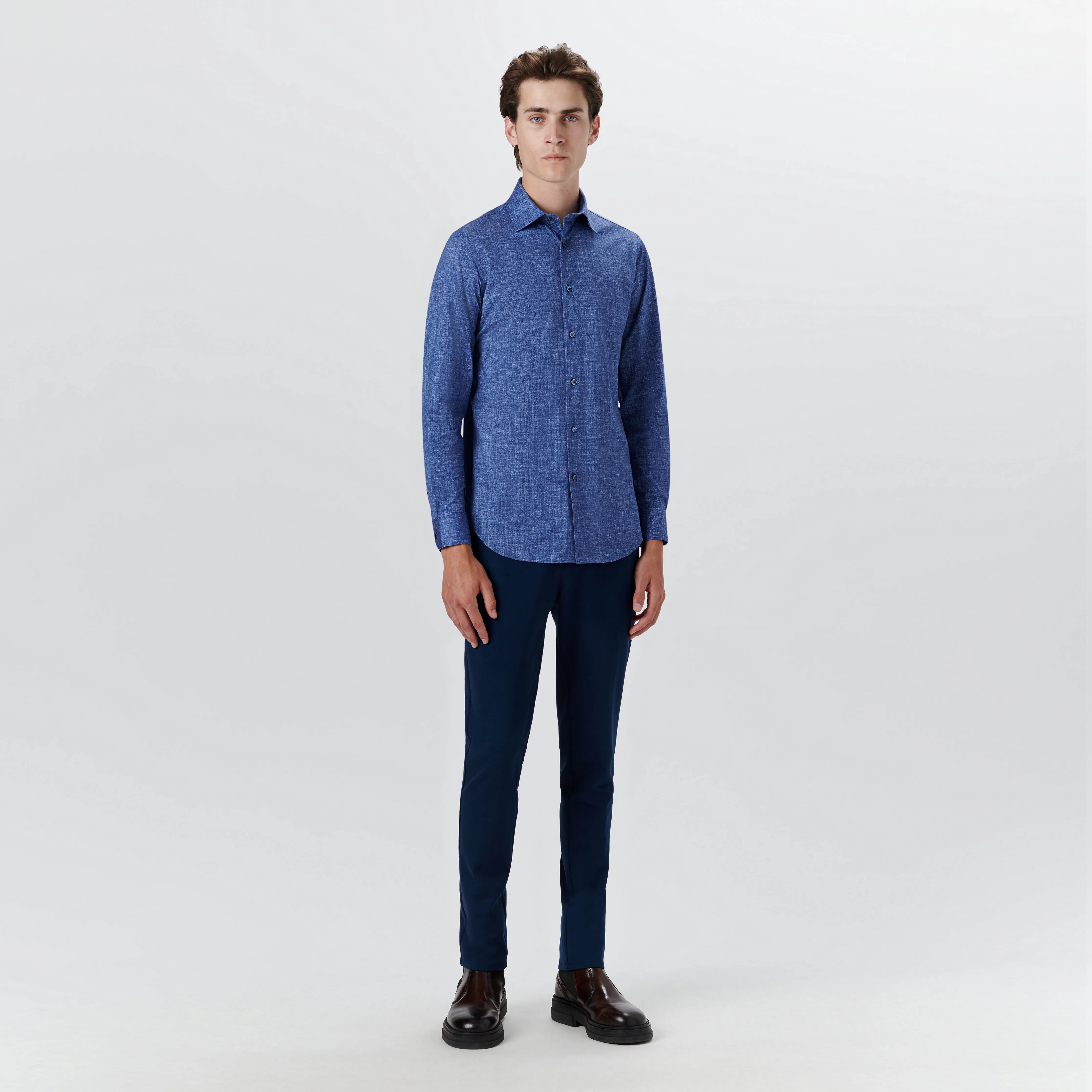 JAMES Chambray Print OoohCotton Shirt sold by Bugatchi product image thumbnail 5