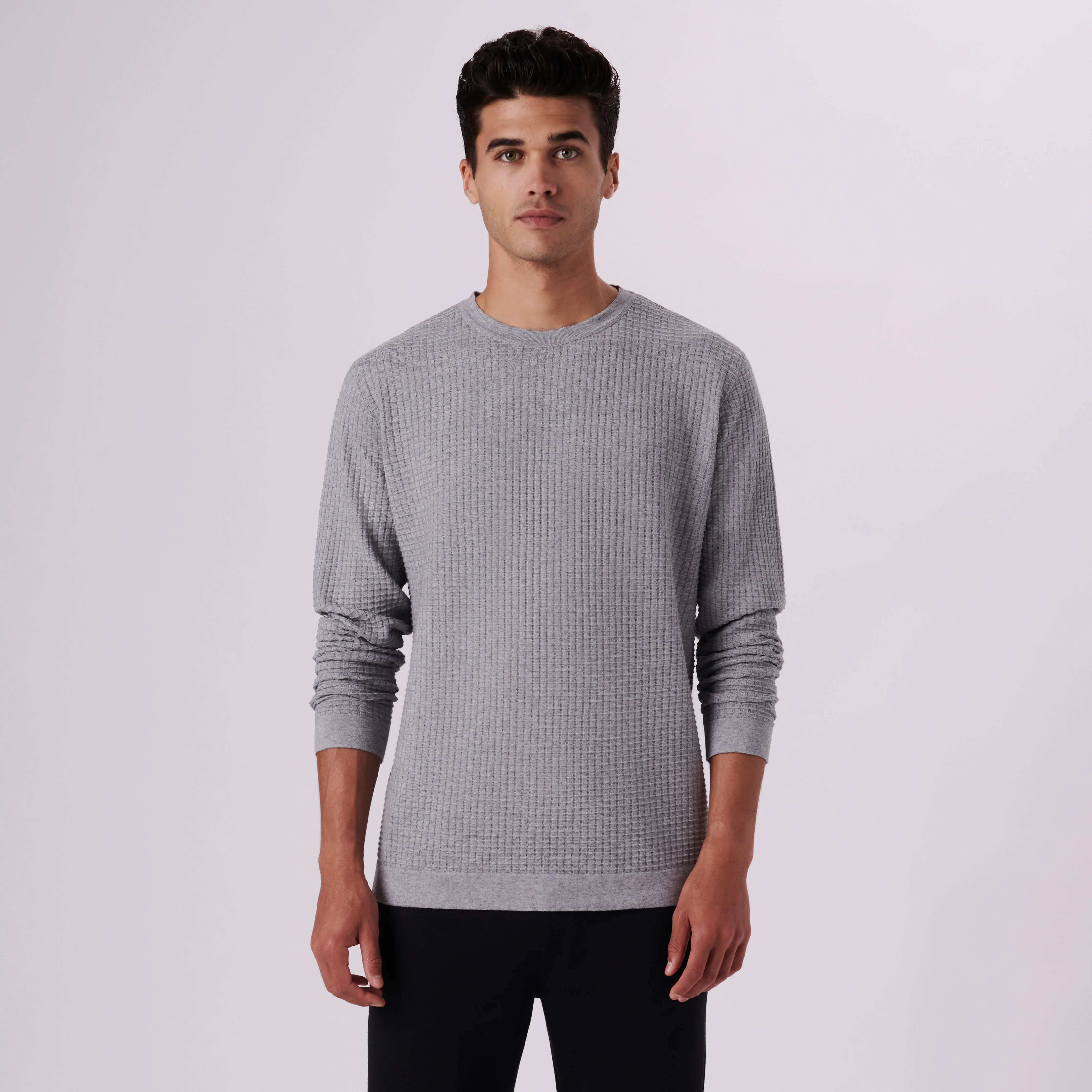 Waffle Knit Cotton Cashmere Crew Neck Sweater sold by Bugatchi product image thumbnail 2