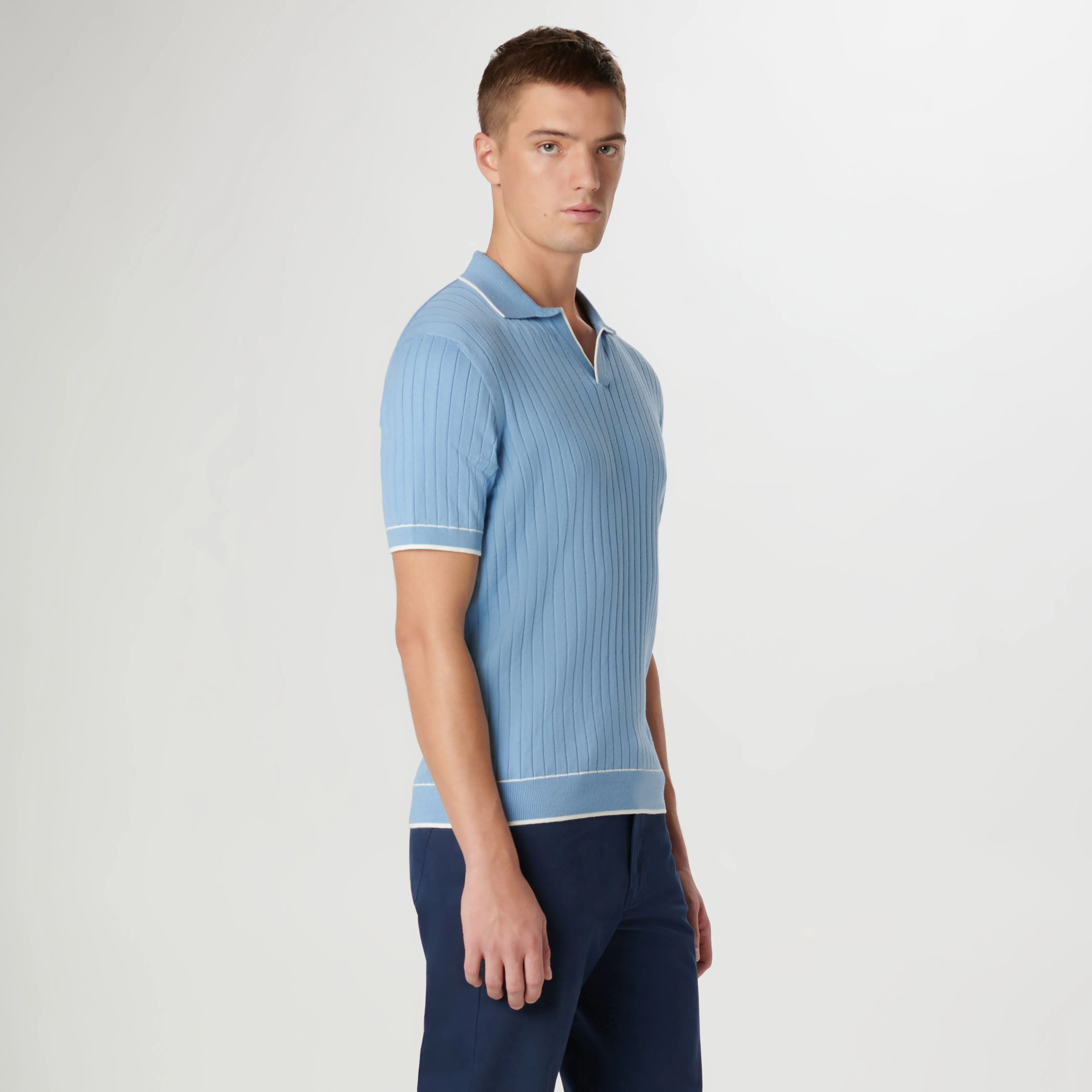 Rib Stitch Short Sleeve Johnny Sweater sold by Bugatchi product image thumbnail 3