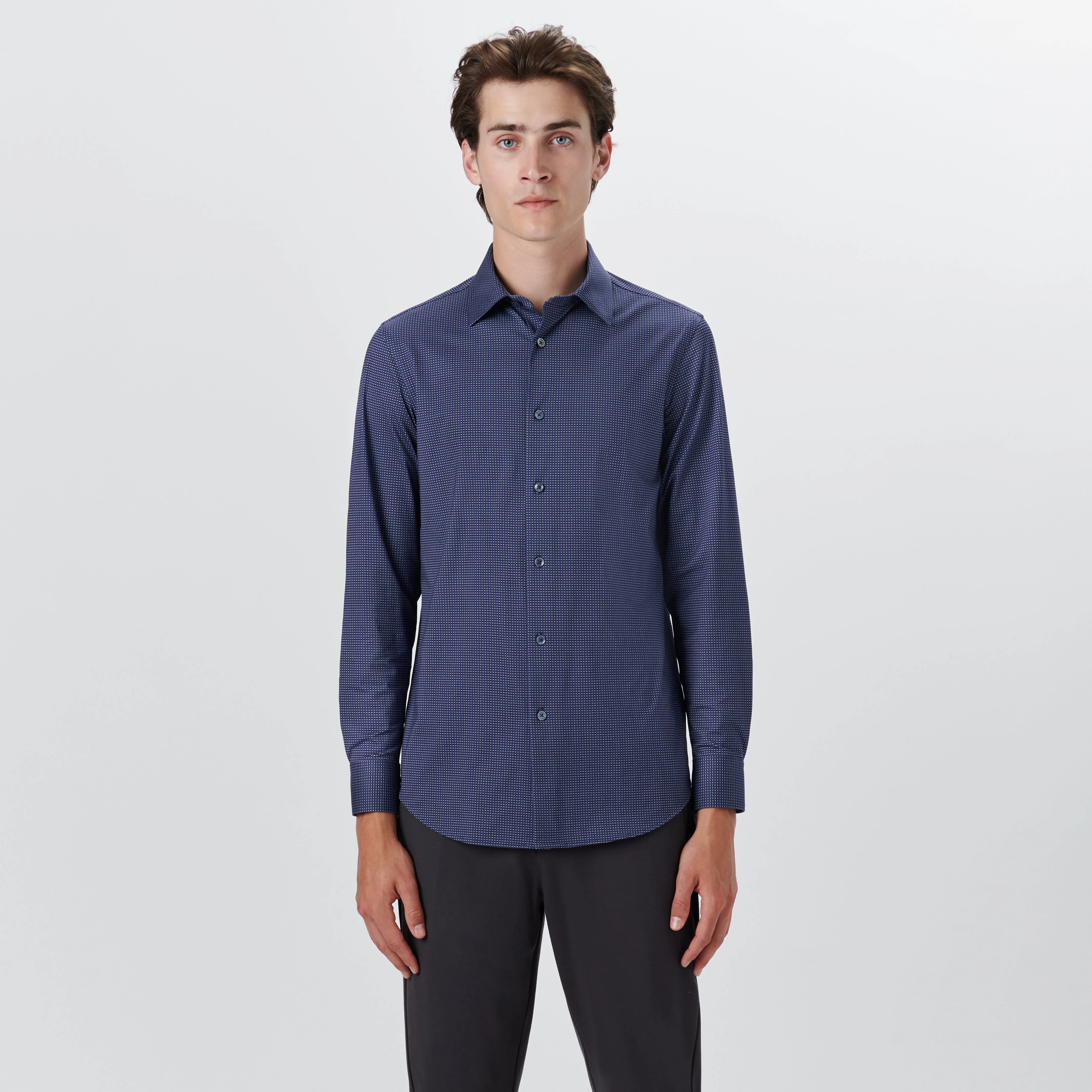 JAMES Dot and Stripe Print OoohCotton Shirt sold by Bugatchi product image thumbnail 2