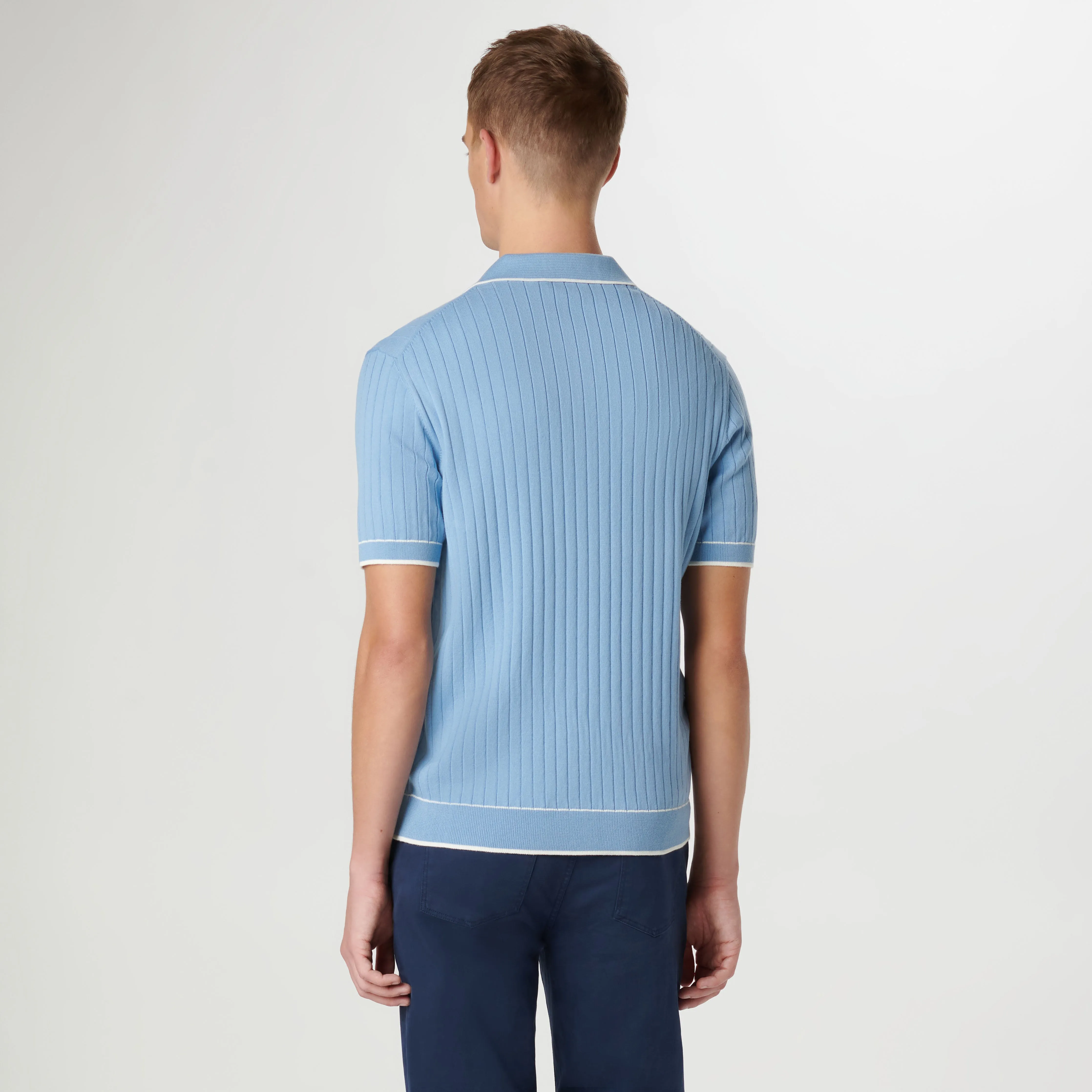 Rib Stitch Short Sleeve Johnny Sweater sold by Bugatchi product image thumbnail 4