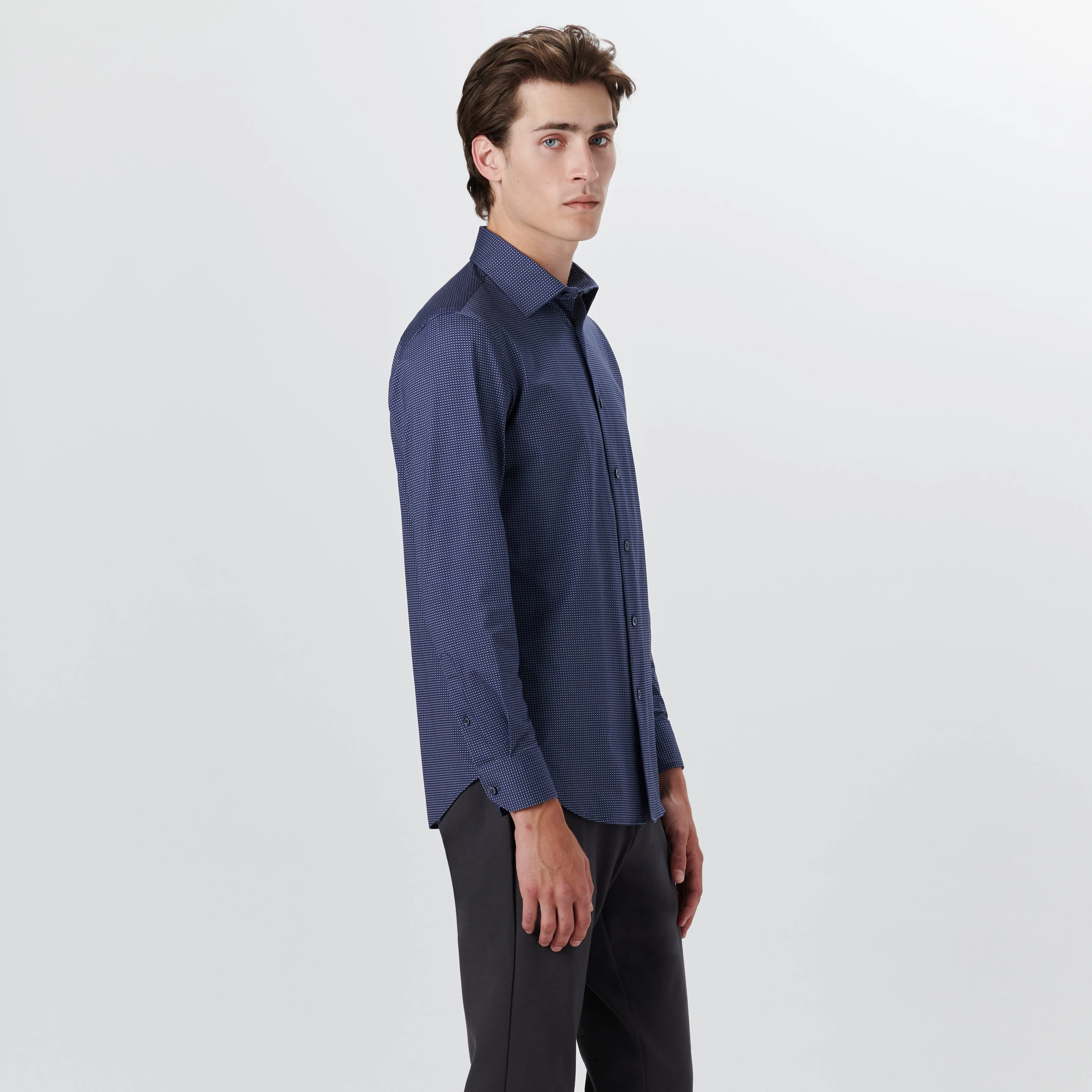 JAMES Dot and Stripe Print OoohCotton Shirt sold by Bugatchi product image thumbnail 3