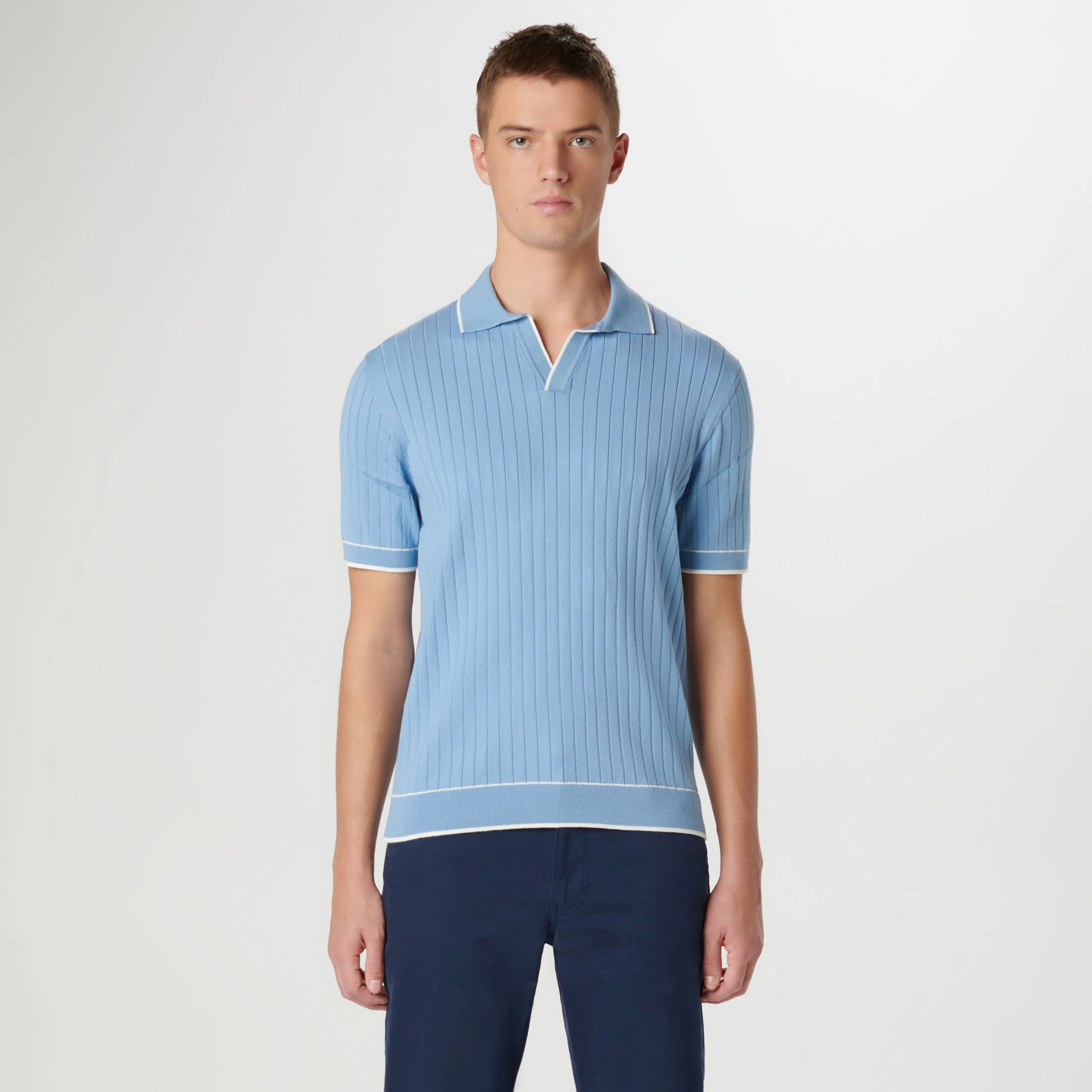 Rib Stitch Short Sleeve Johnny Sweater sold by Bugatchi product image thumbnail 2