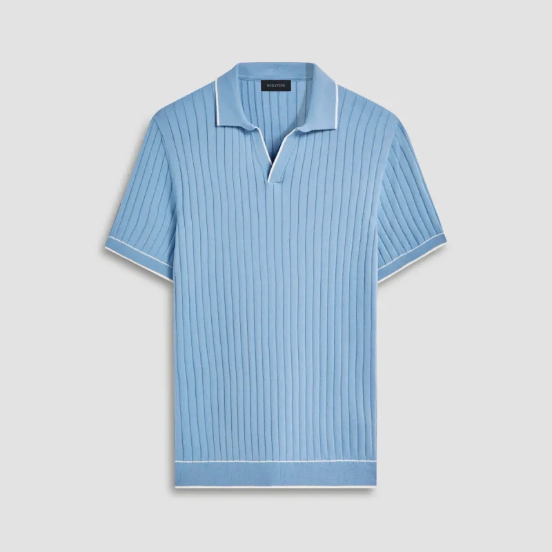 Rib Stitch Short Sleeve Johnny Sweater sold by Bugatchi