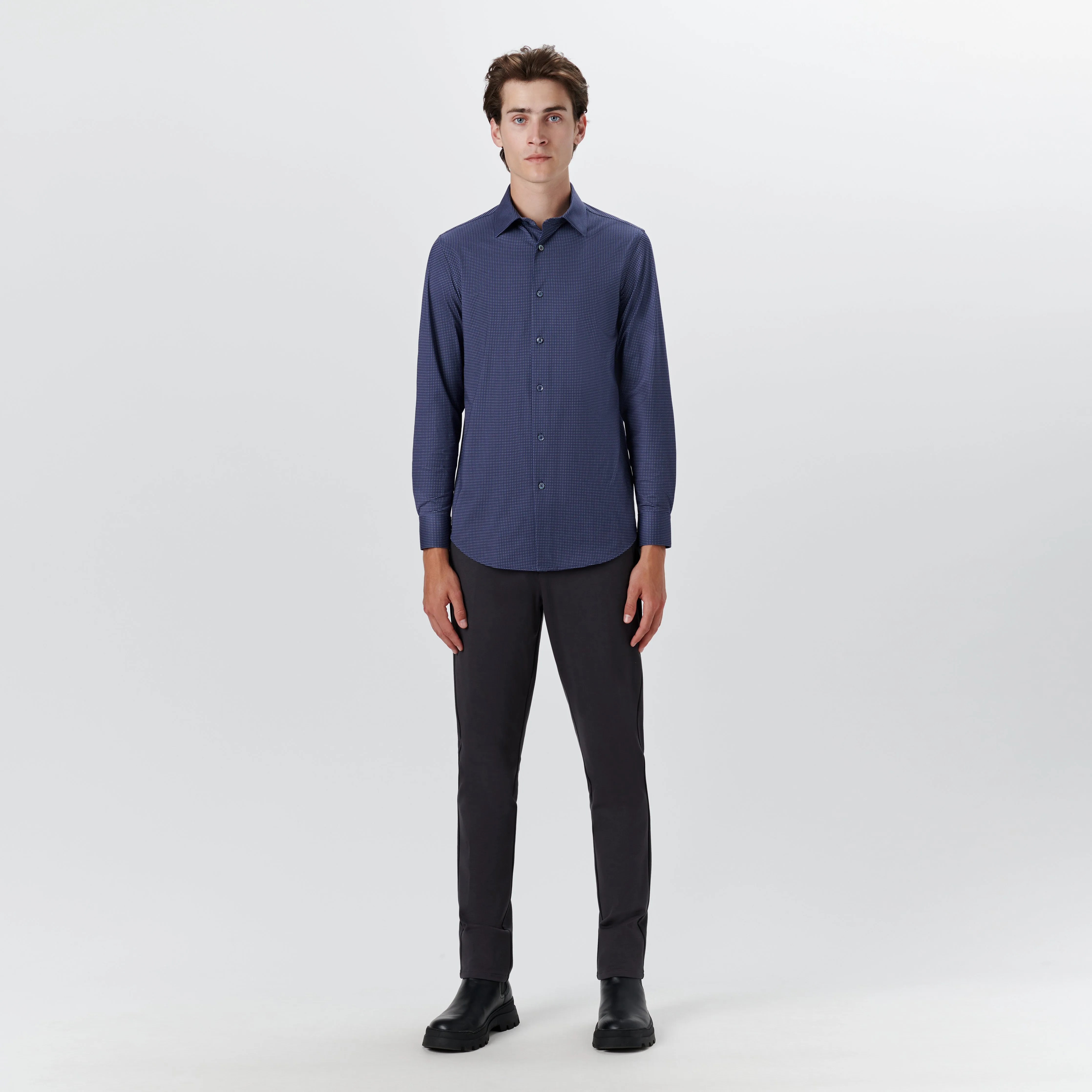 JAMES Dot and Stripe Print OoohCotton Shirt sold by Bugatchi product image thumbnail 5