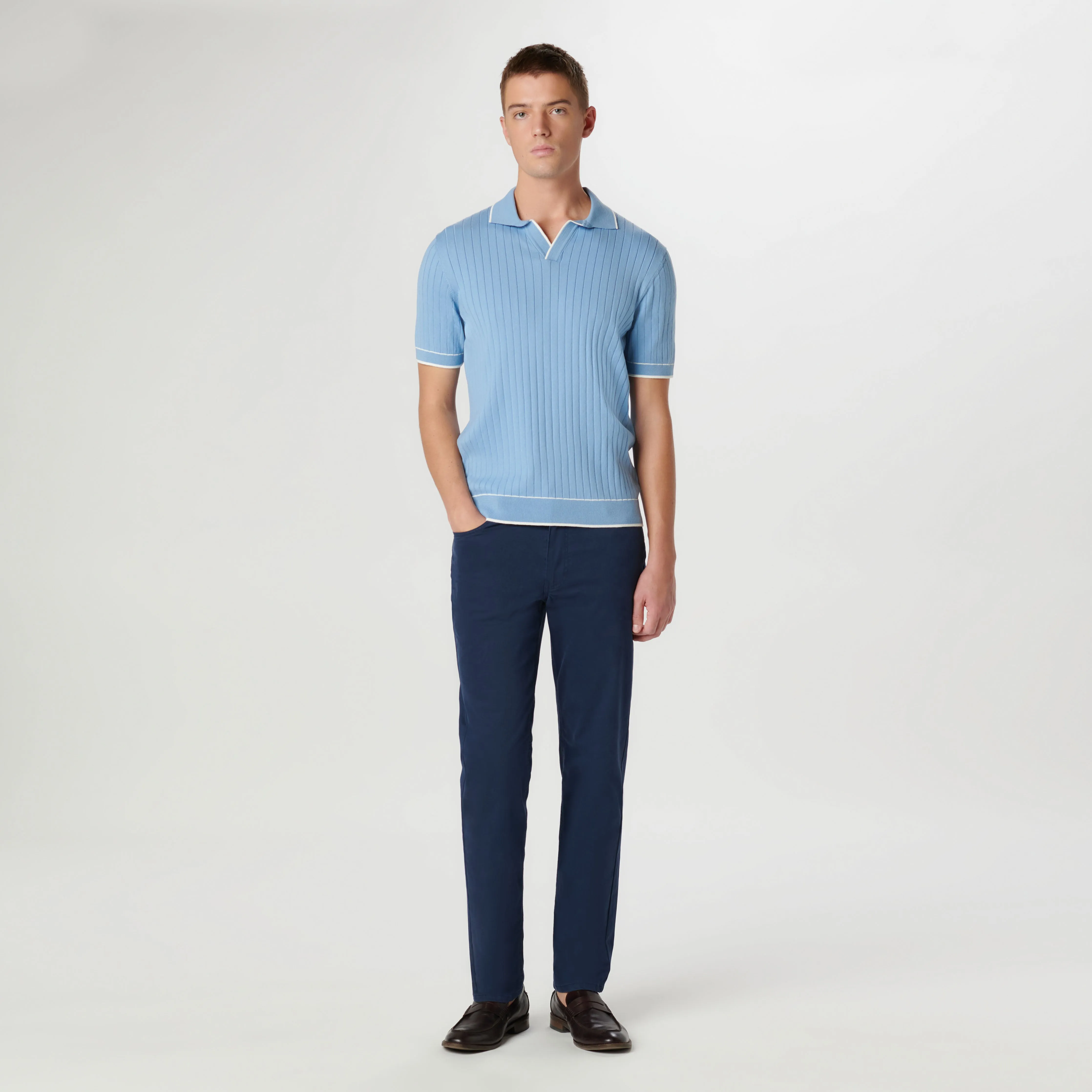 Rib Stitch Short Sleeve Johnny Sweater sold by Bugatchi product image thumbnail 5