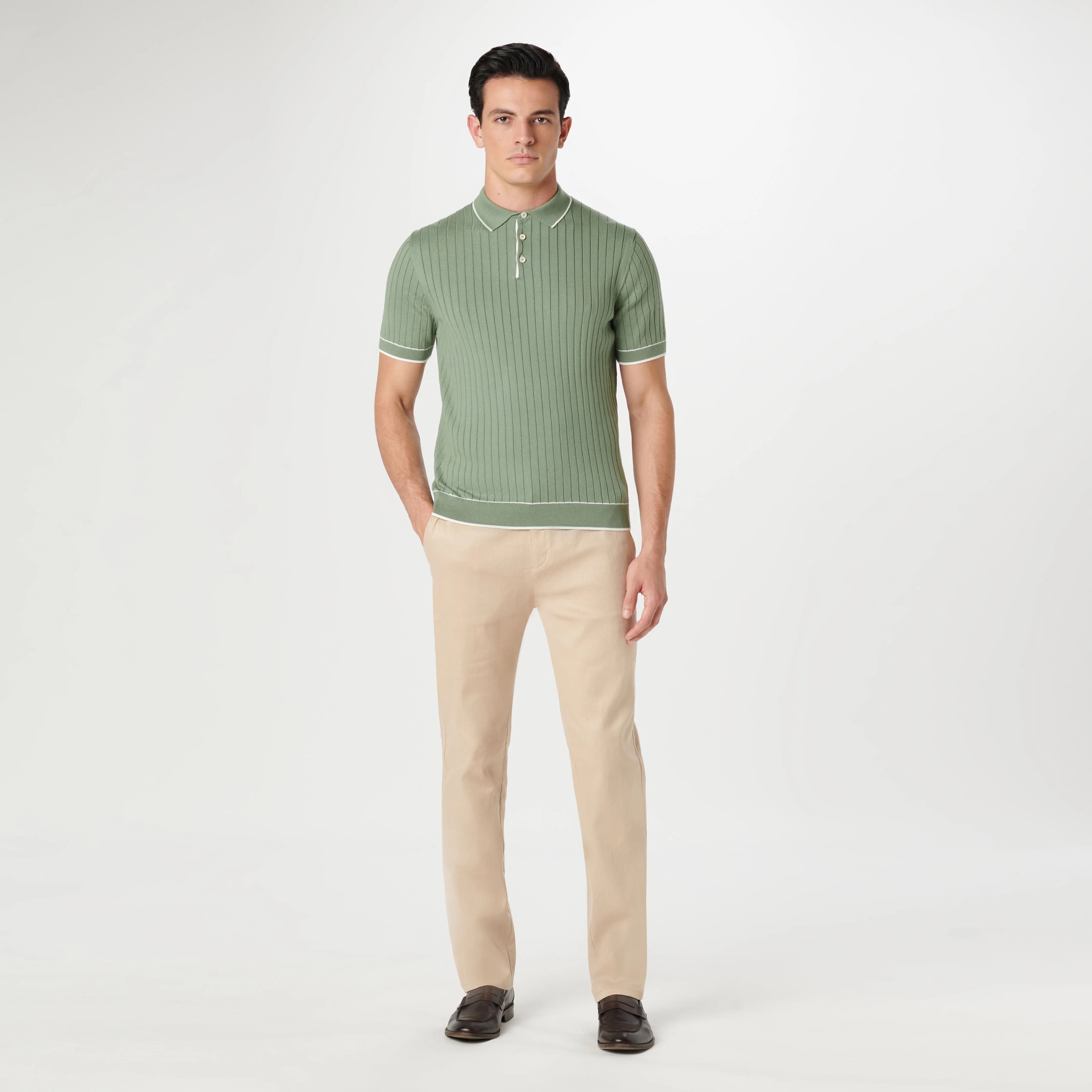 Rib Stitch Short Sleeve Polo Sweater sold by Bugatchi product image thumbnail 5