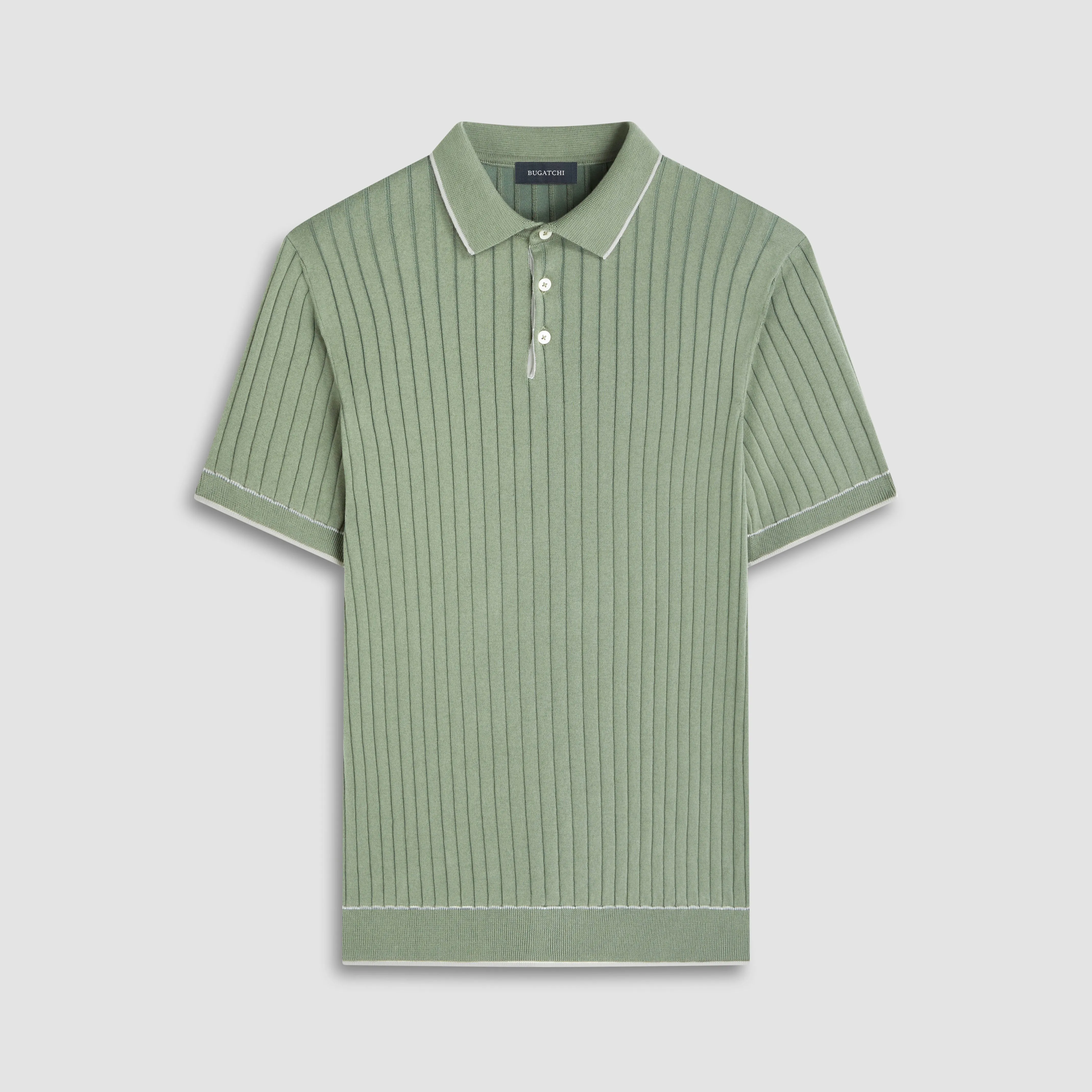Rib Stitch Short Sleeve Polo Sweater sold by Bugatchi