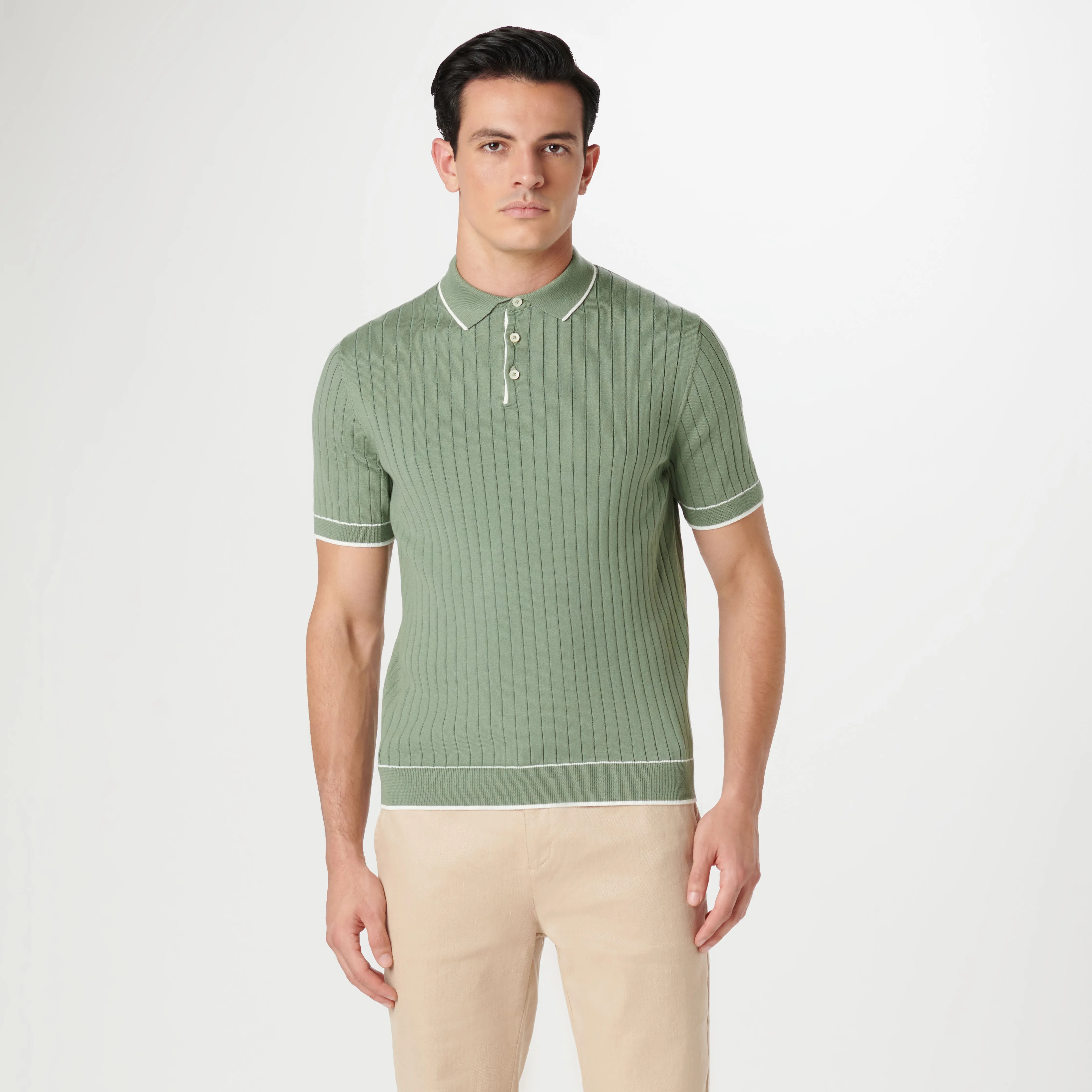 Rib Stitch Short Sleeve Polo Sweater sold by Bugatchi product image thumbnail 2