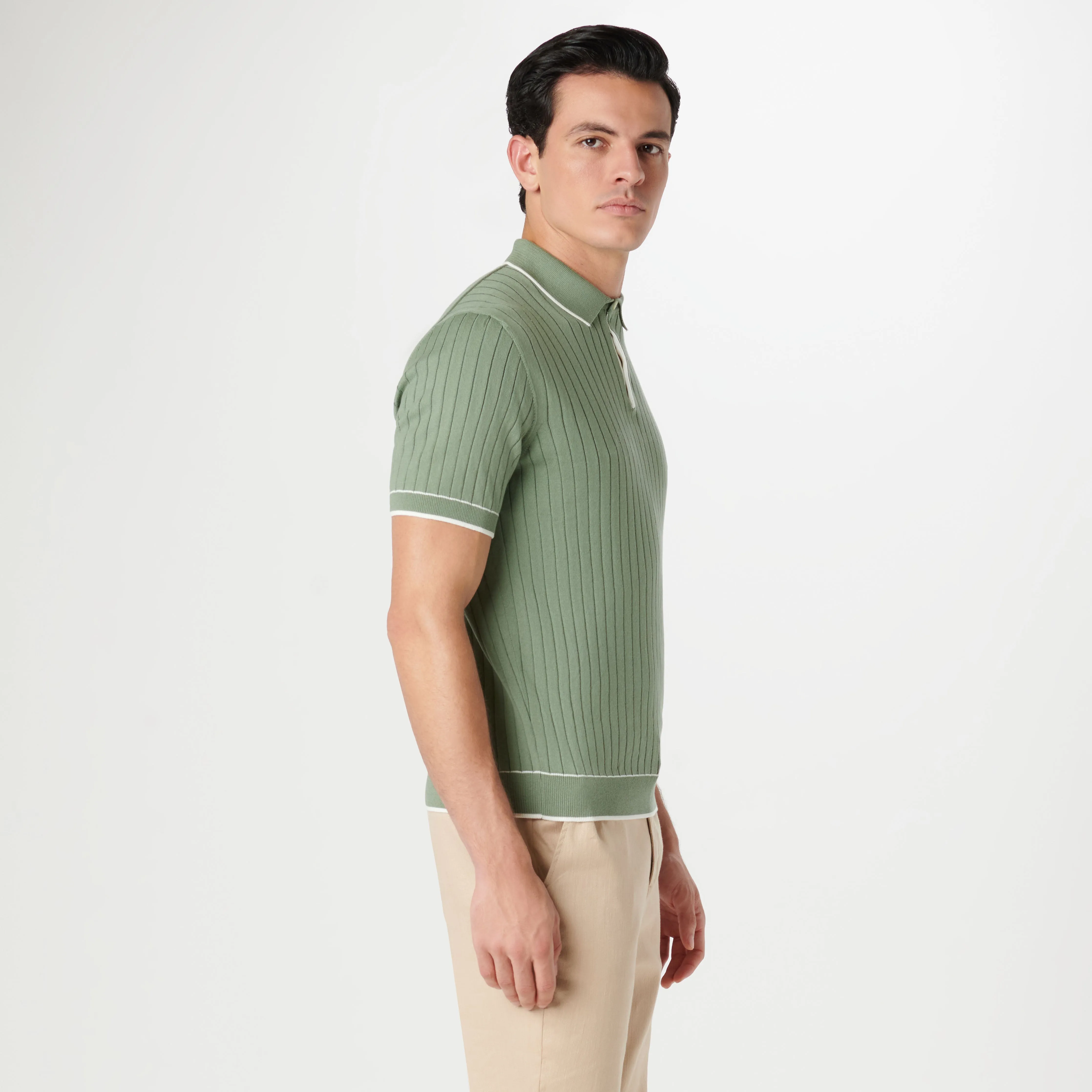 Rib Stitch Short Sleeve Polo Sweater sold by Bugatchi product image thumbnail 3