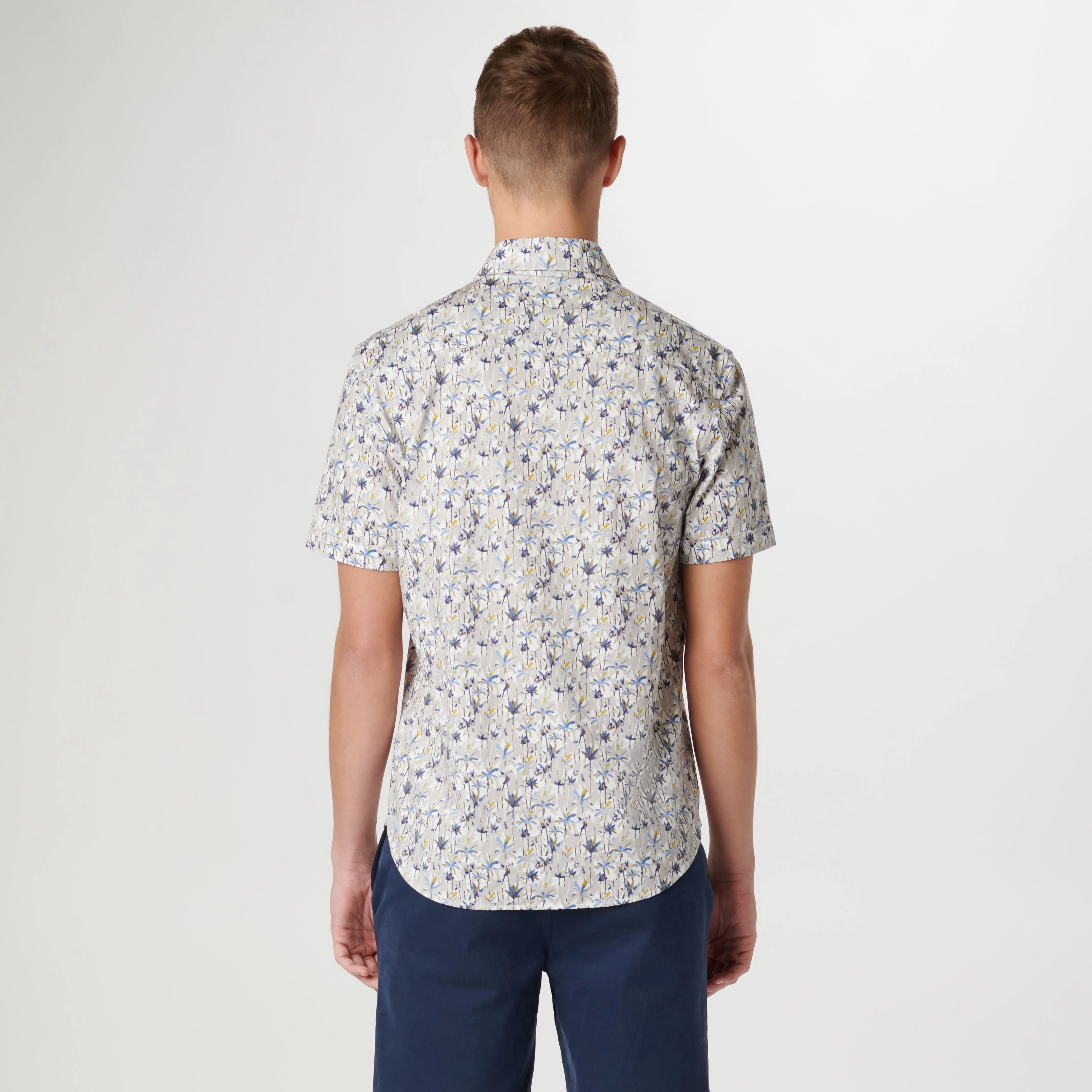 Miles Leaf Print OoohCotton Short Sleeve Shirt sold by Bugatchi product image thumbnail 4