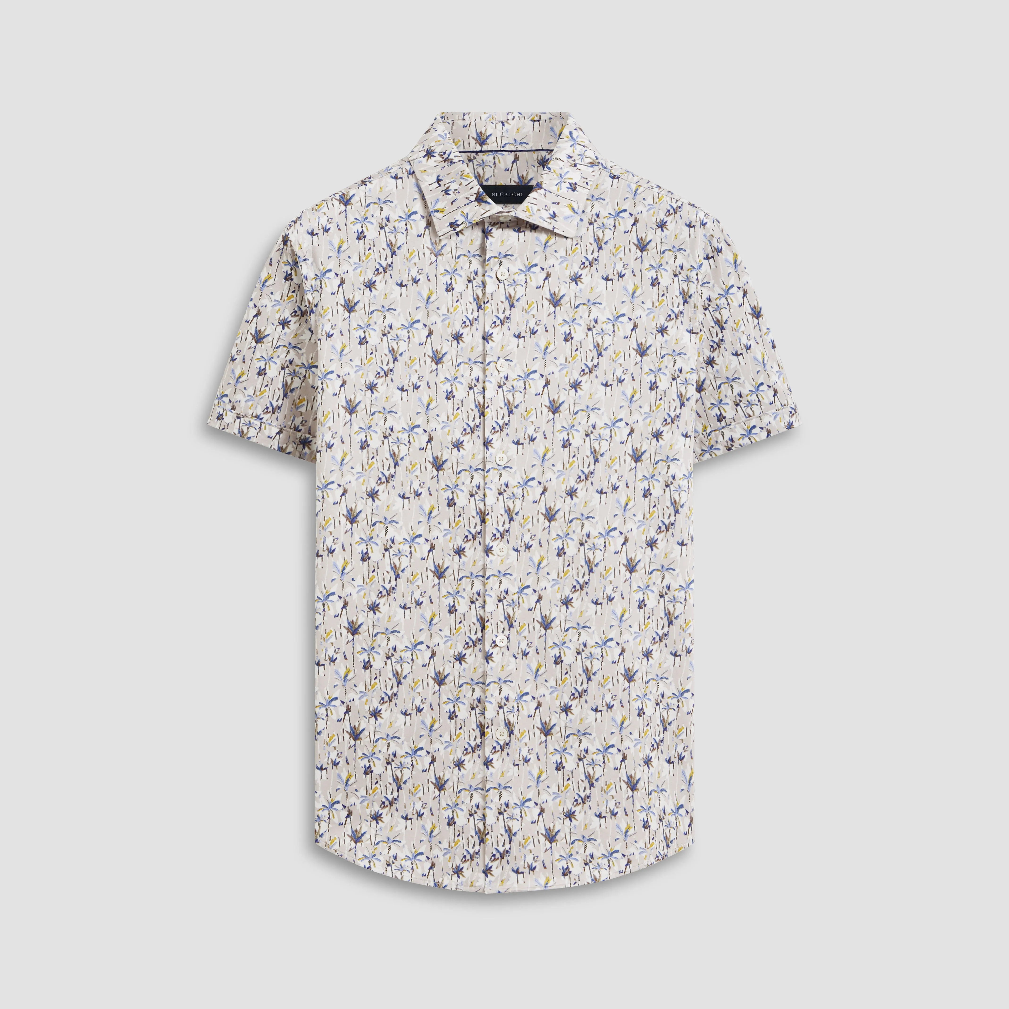 Miles Leaf Print OoohCotton Short Sleeve Shirt sold by Bugatchi