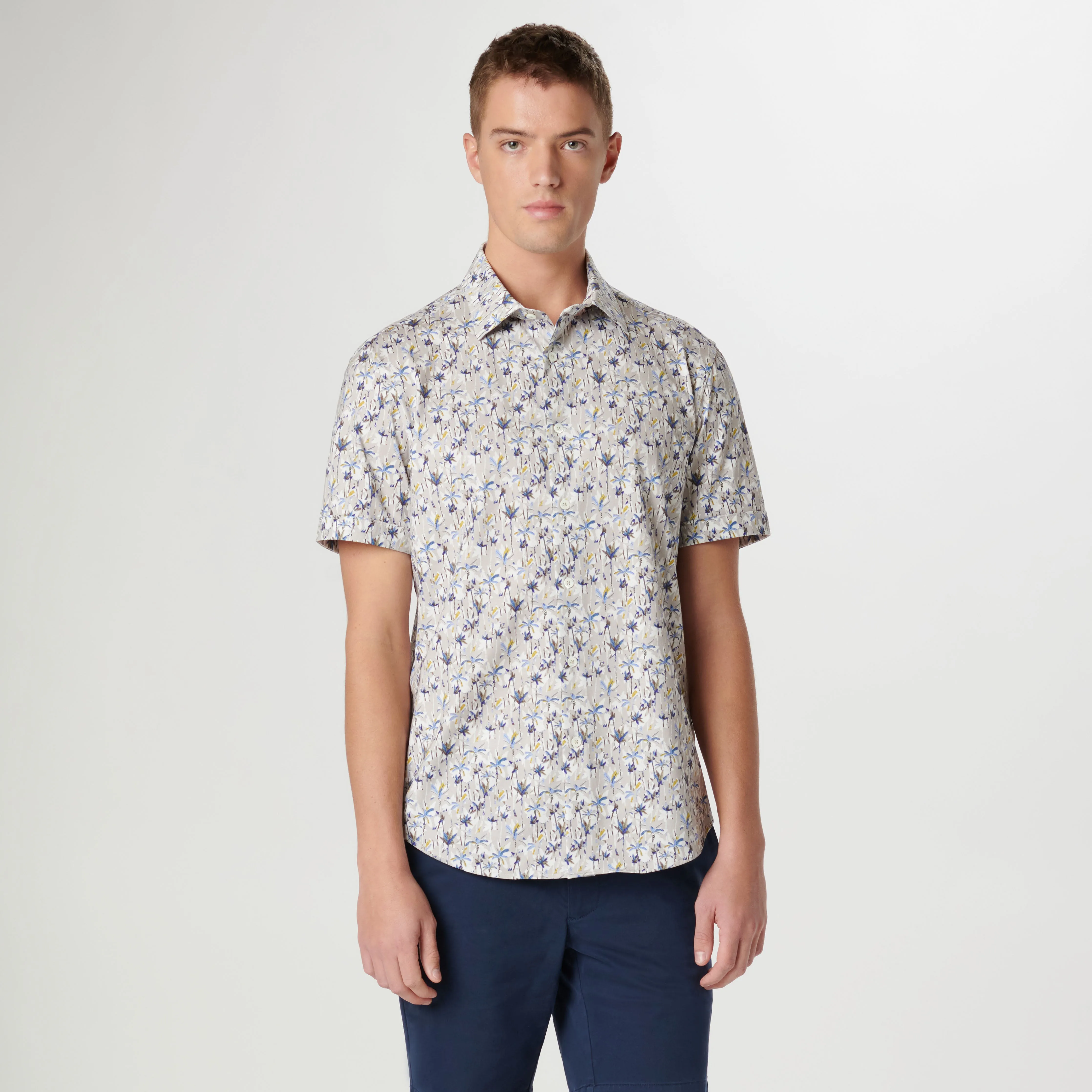 Miles Leaf Print OoohCotton Short Sleeve Shirt sold by Bugatchi product image thumbnail 2