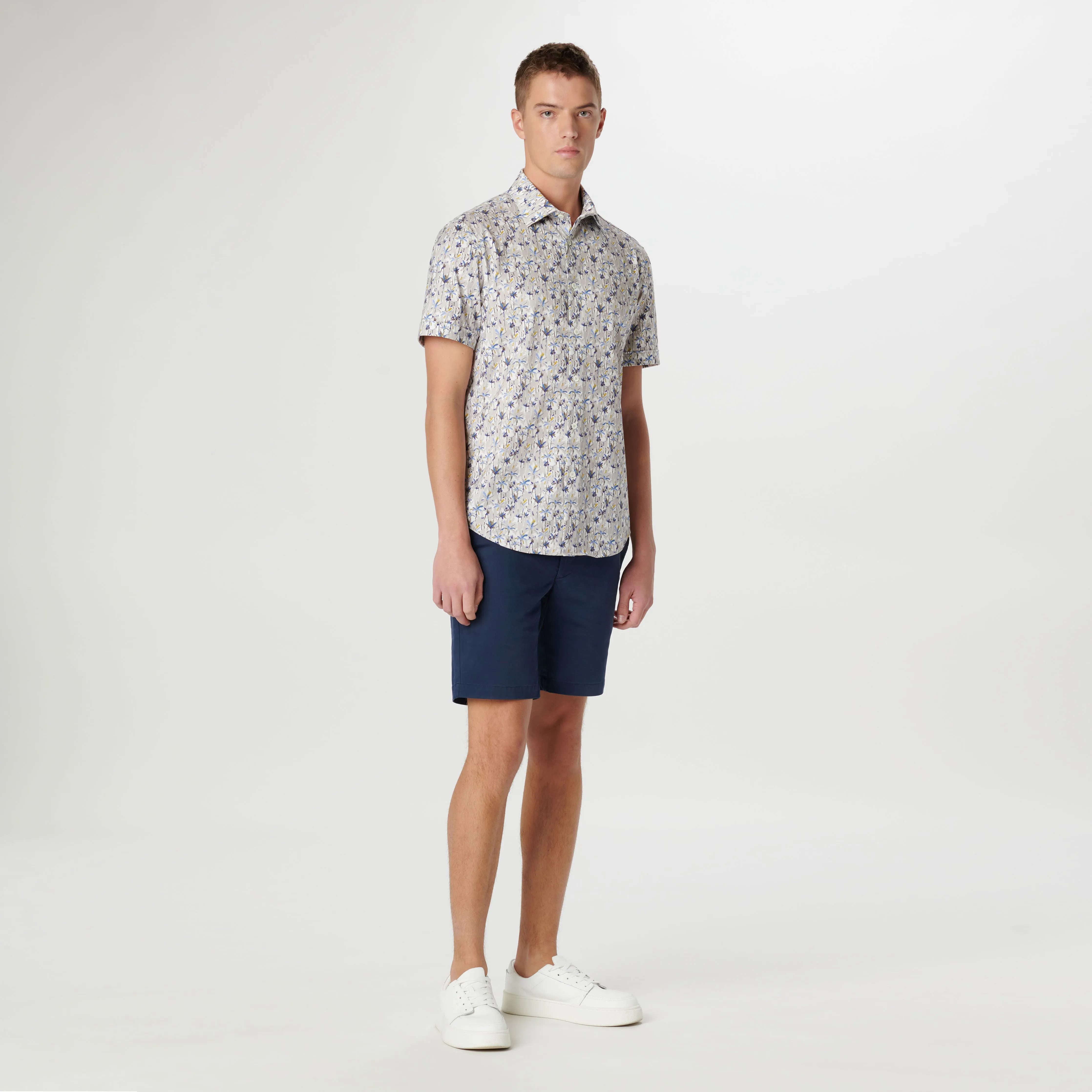 Miles Leaf Print OoohCotton Short Sleeve Shirt sold by Bugatchi product image thumbnail 5