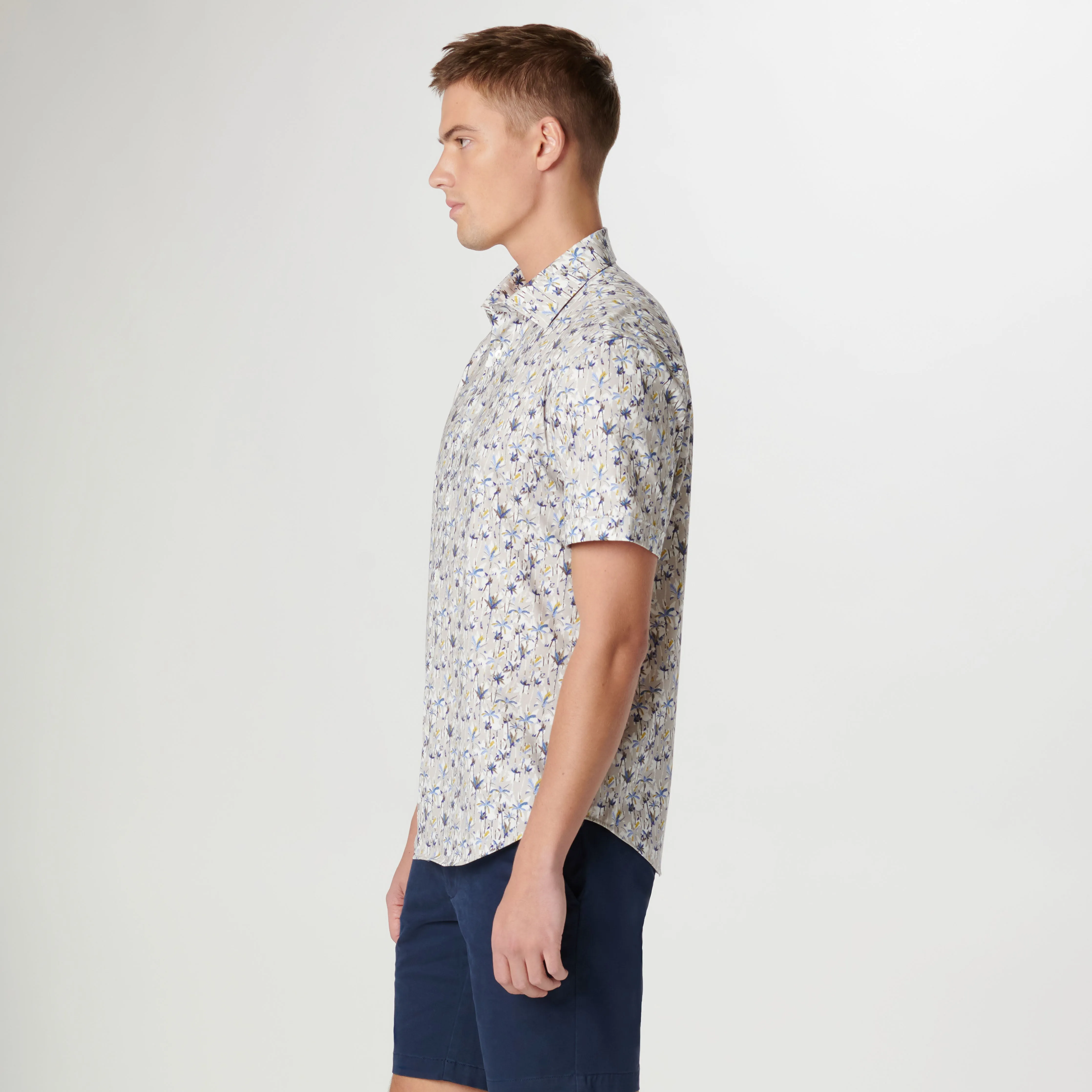 Miles Leaf Print OoohCotton Short Sleeve Shirt sold by Bugatchi product image thumbnail 3