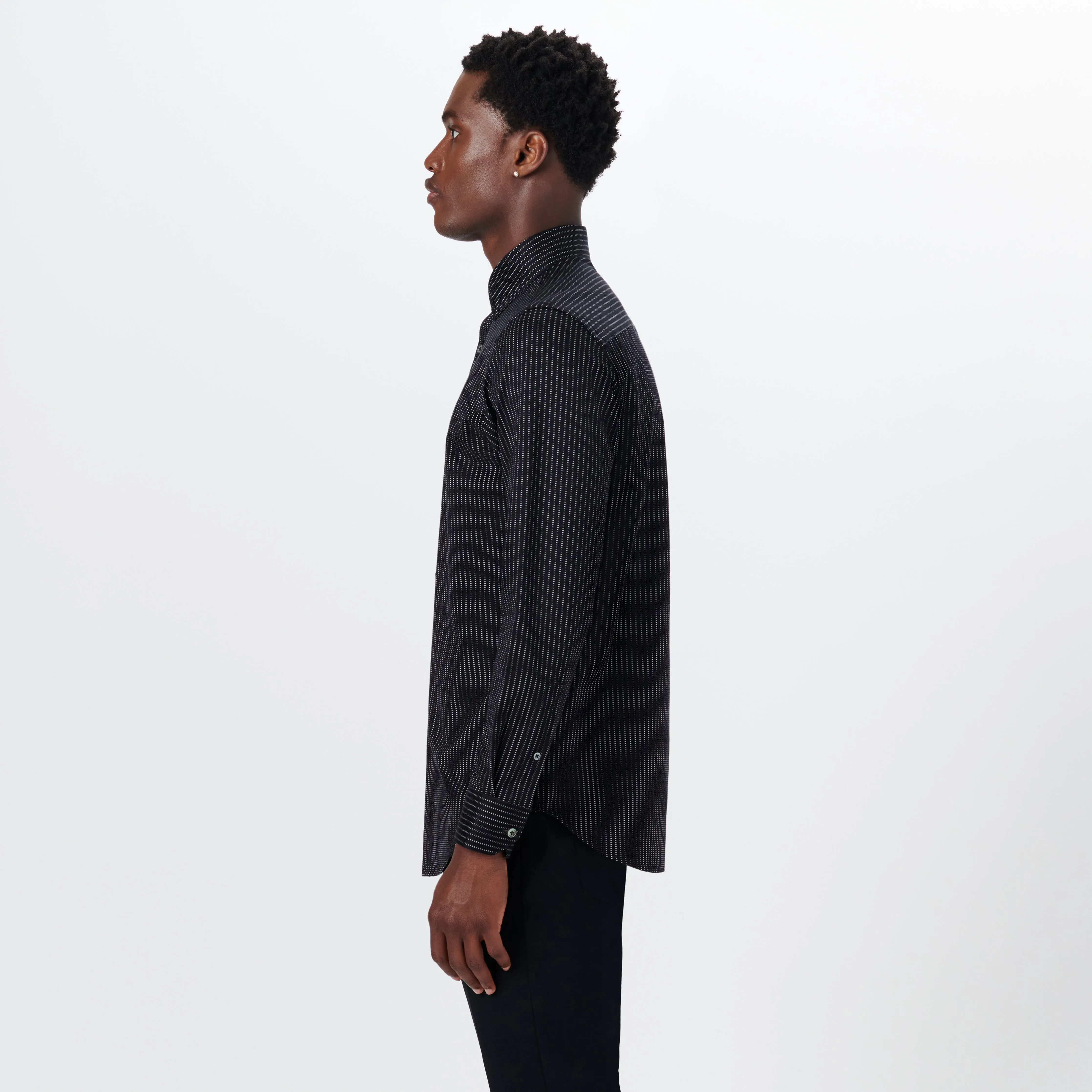 JAMES Chalk Stripe OoohCotton Twill Shirt sold by Bugatchi product image thumbnail 3