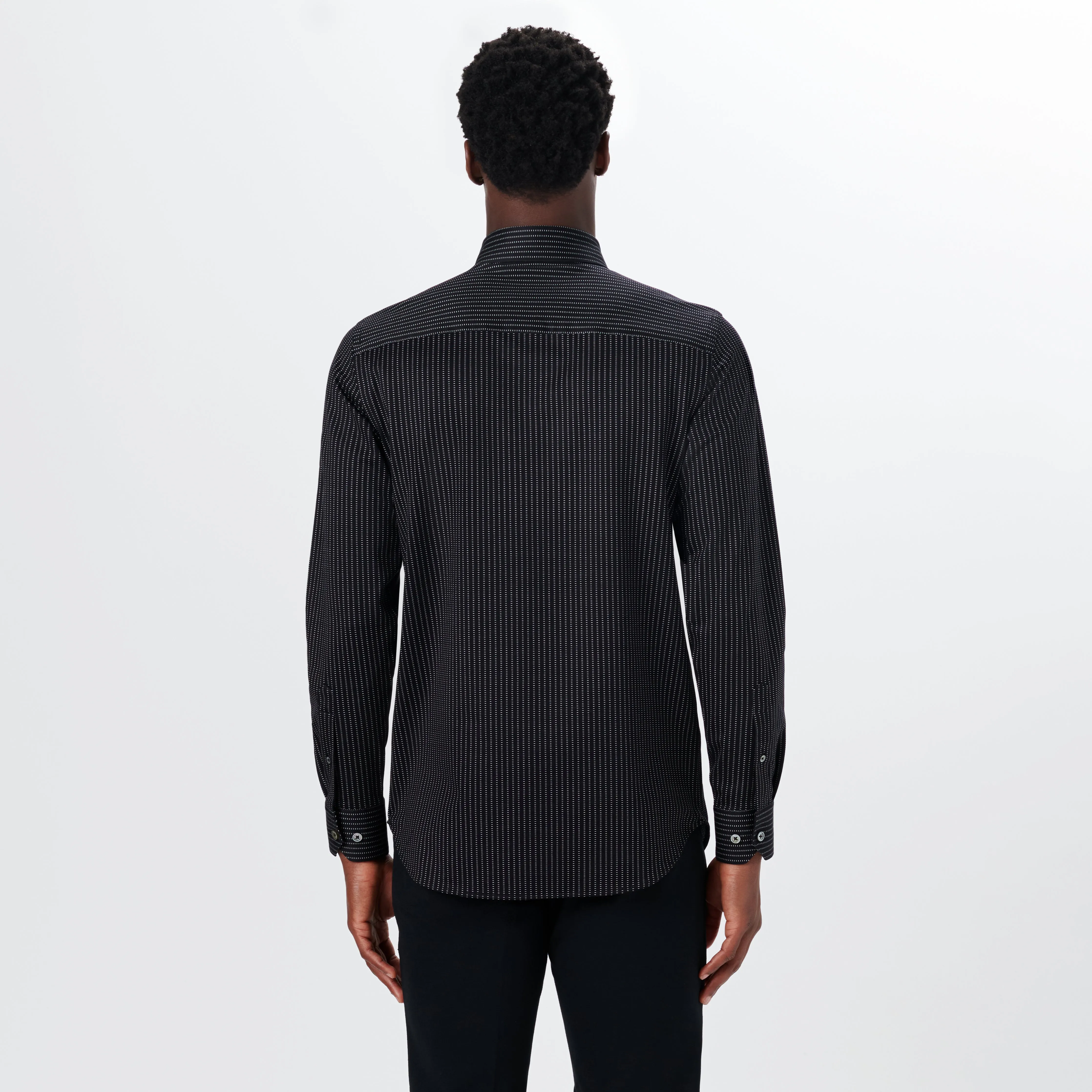 JAMES Chalk Stripe OoohCotton Twill Shirt sold by Bugatchi product image thumbnail 4