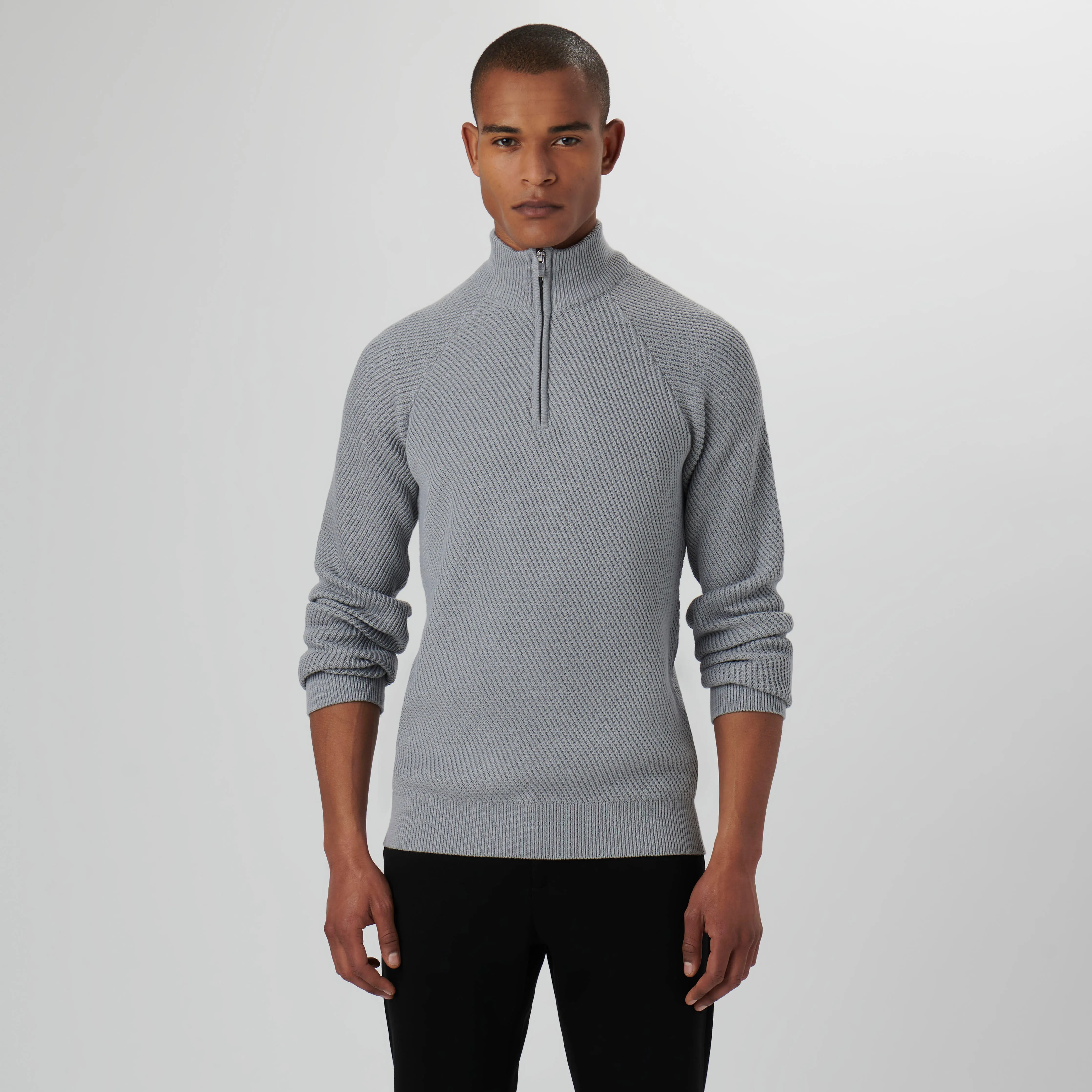Diagonal Stitch Quarter Zip Sweater sold by Bugatchi product image thumbnail 2