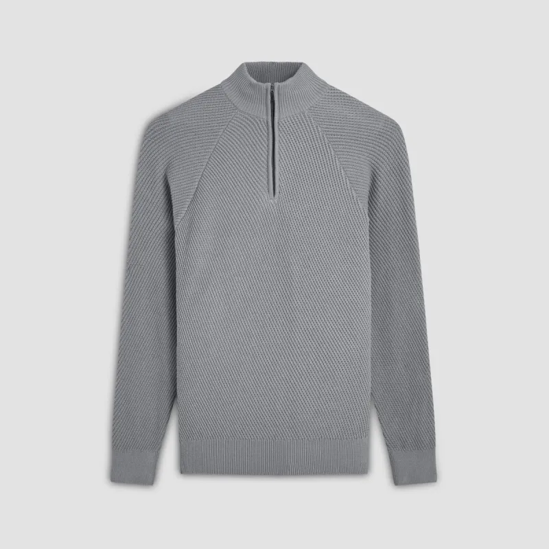 Diagonal Stitch Quarter Zip Sweater sold by Bugatchi