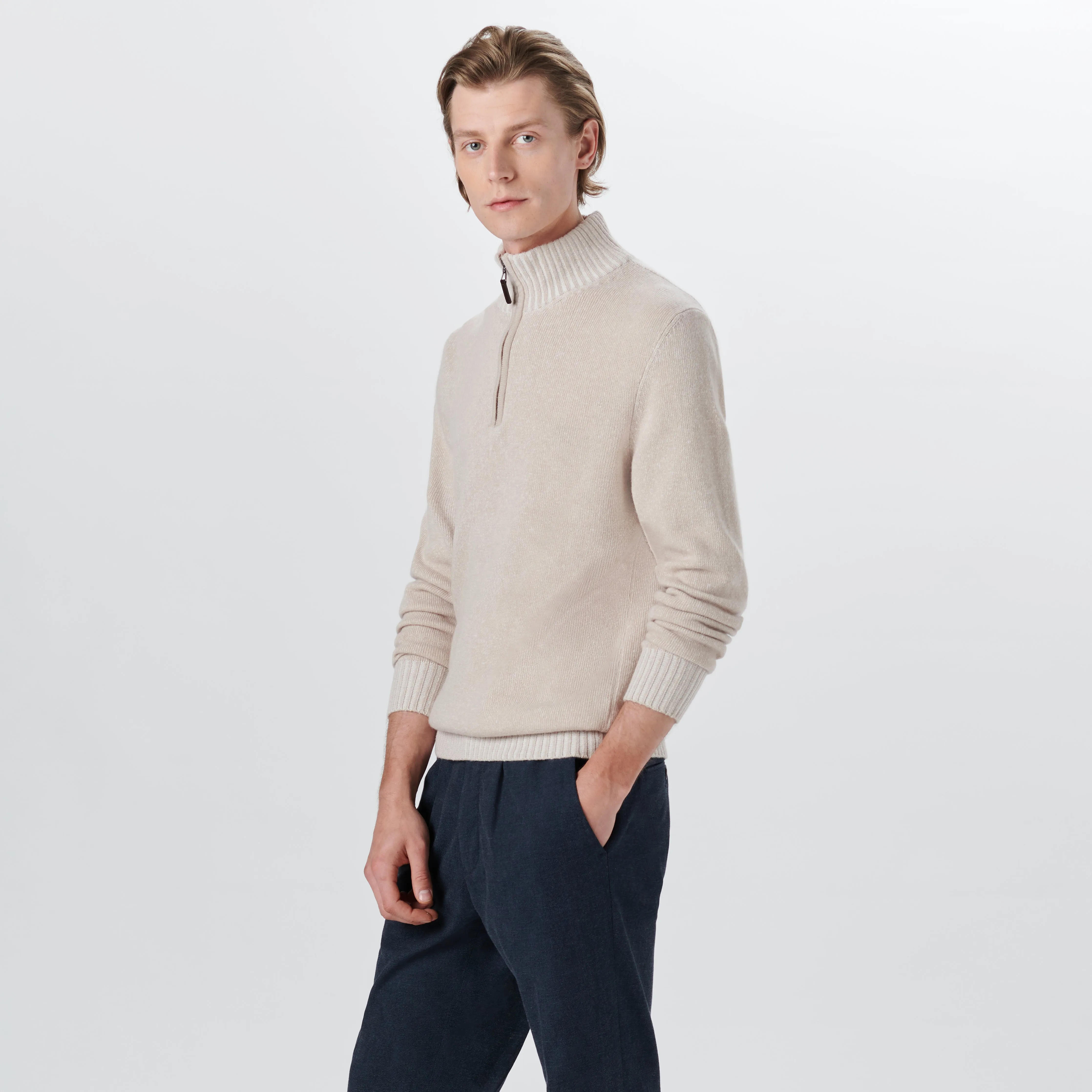 Solid Quarter Zip Pullover Sweater sold by Bugatchi product image thumbnail 3