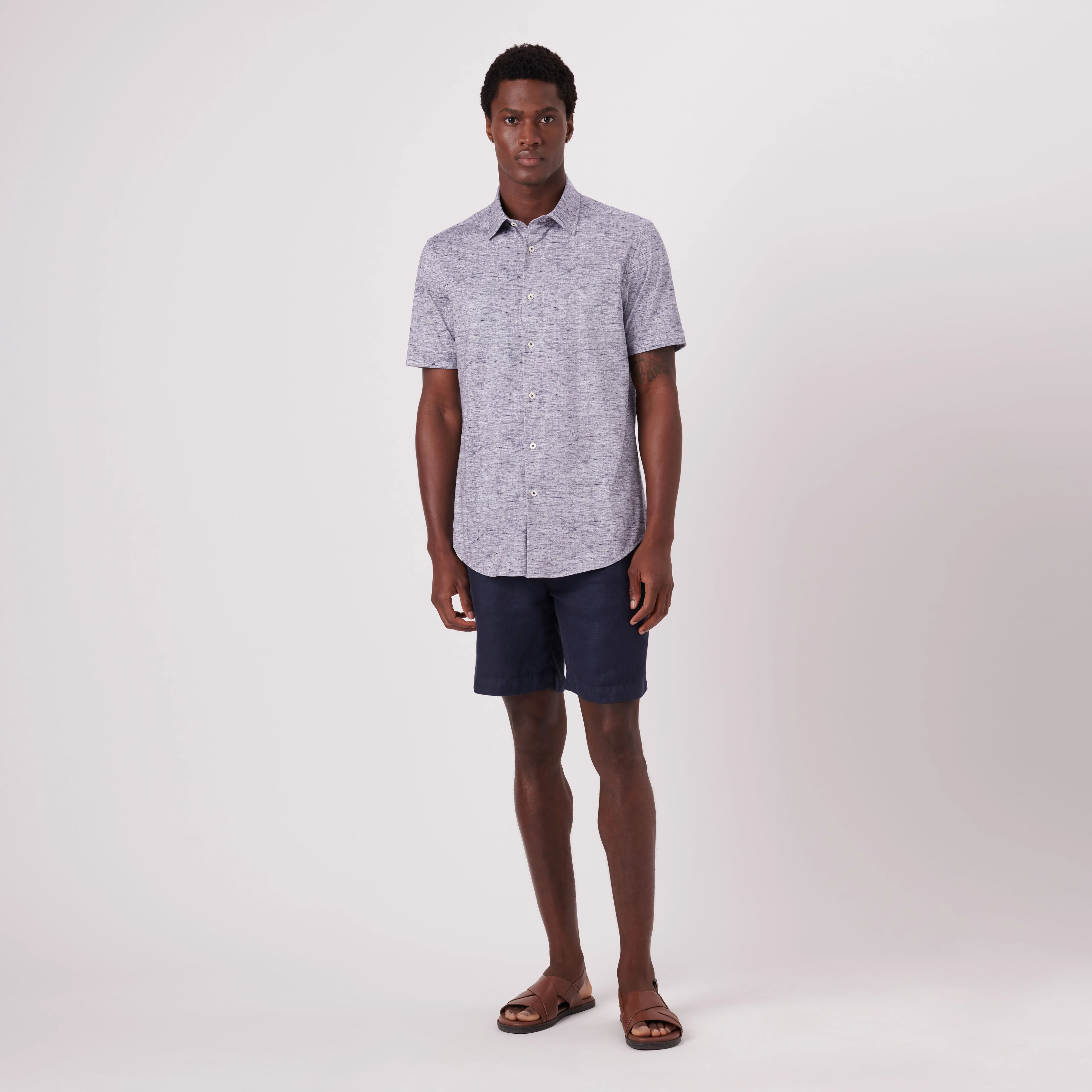 Miles Heather Print OoohCotton Short Sleeve Shirt sold by Bugatchi product image thumbnail 5